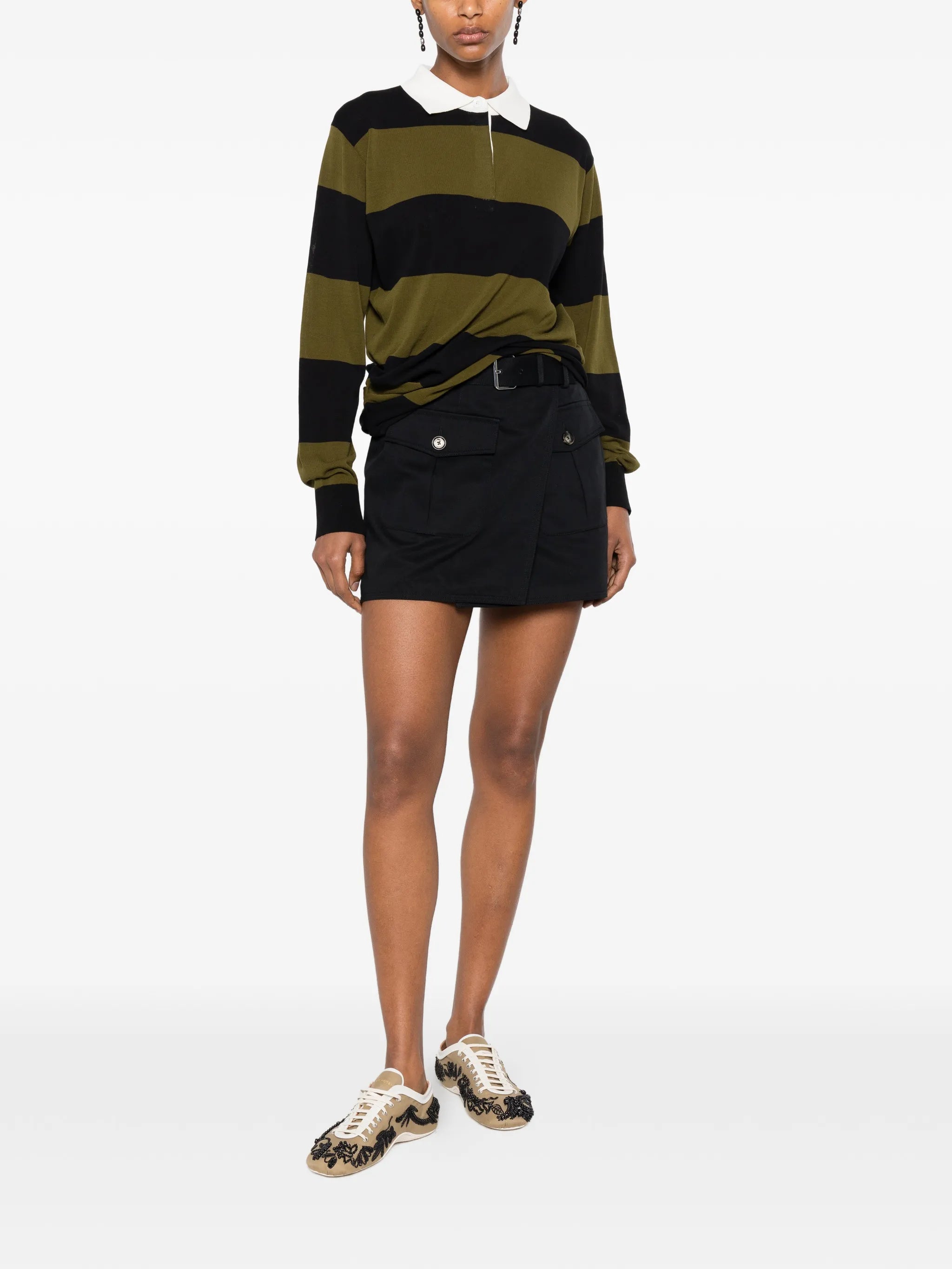 Corinna striped cotton polo-shirt