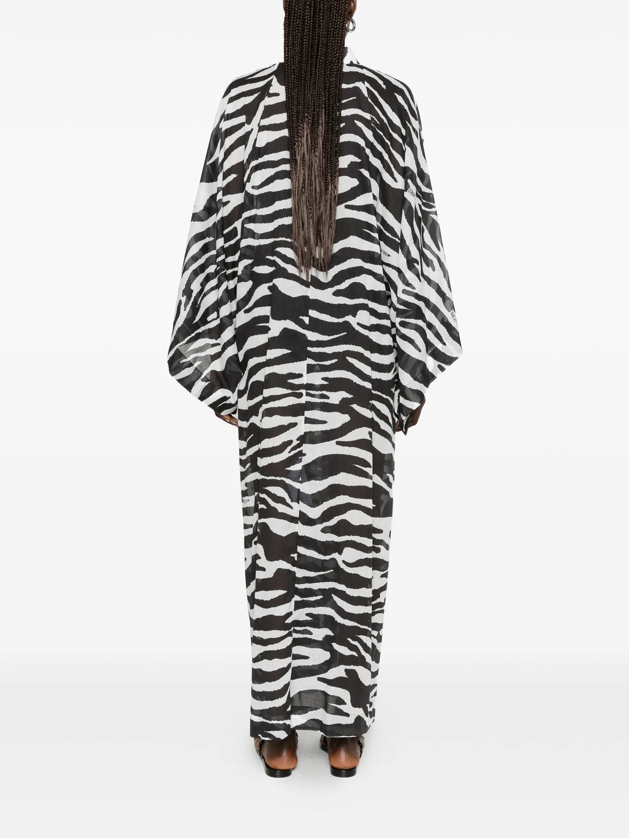 zebra-print semi-sheer kaftan