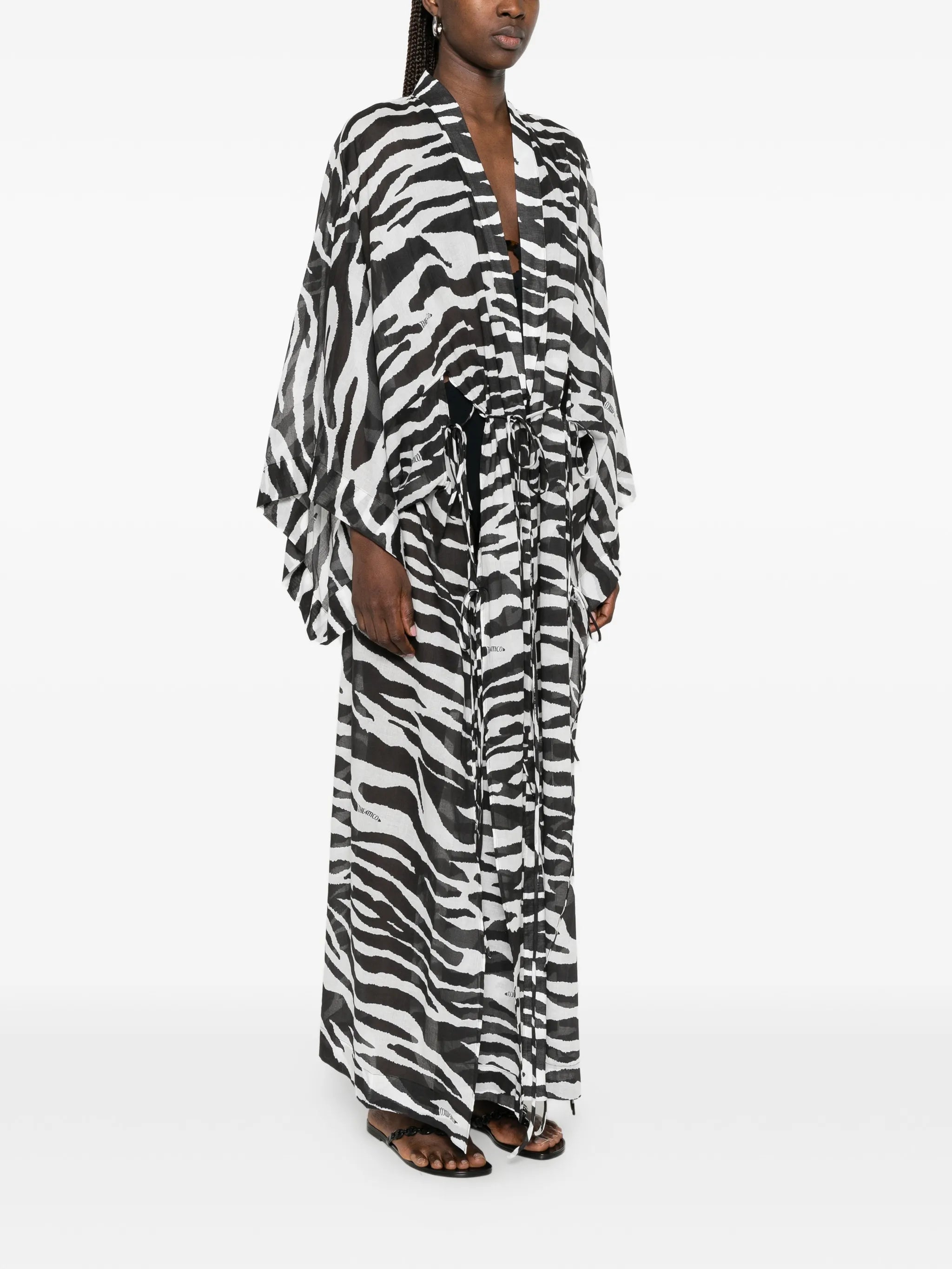 zebra-print semi-sheer kaftan