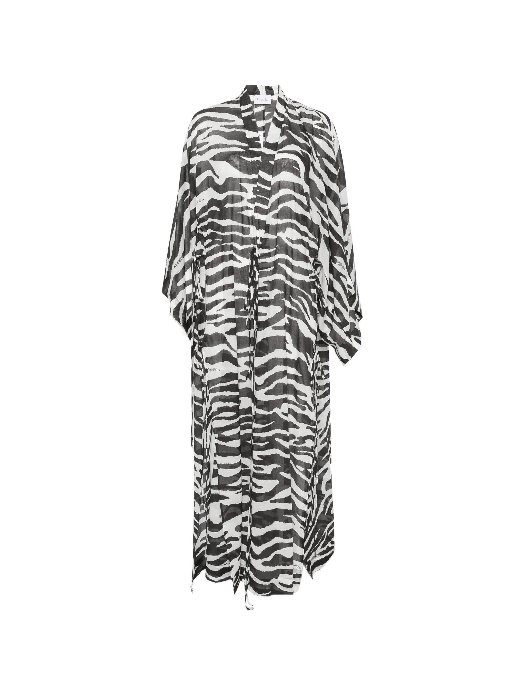 zebra-print semi-sheer kaftan