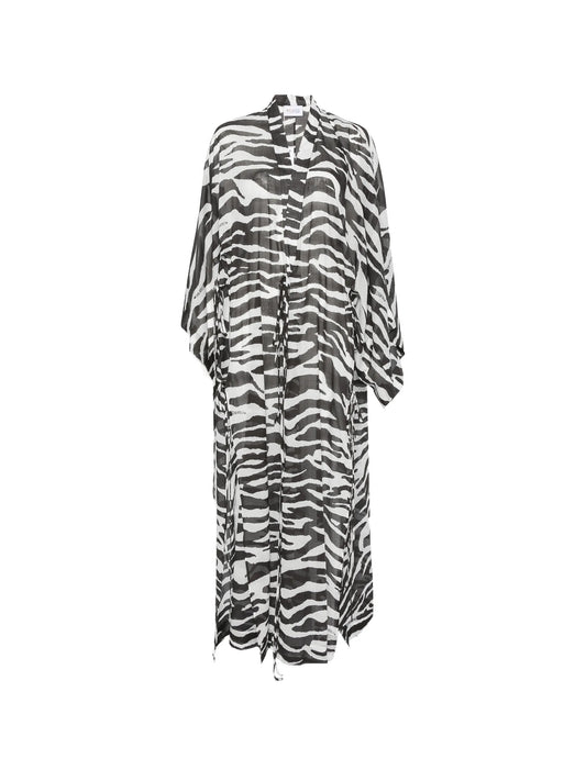 zebra-print semi-sheer kaftan
