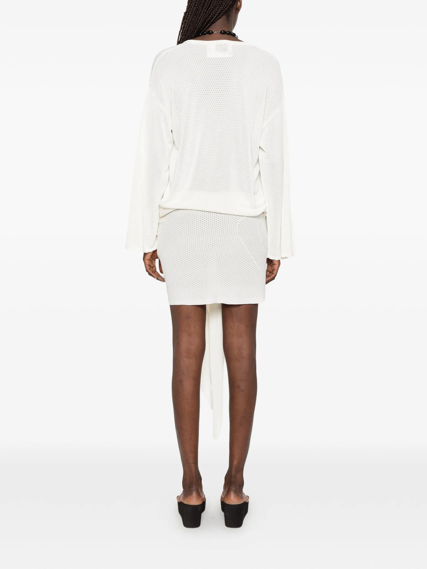 knot-detail V-neck mini dress