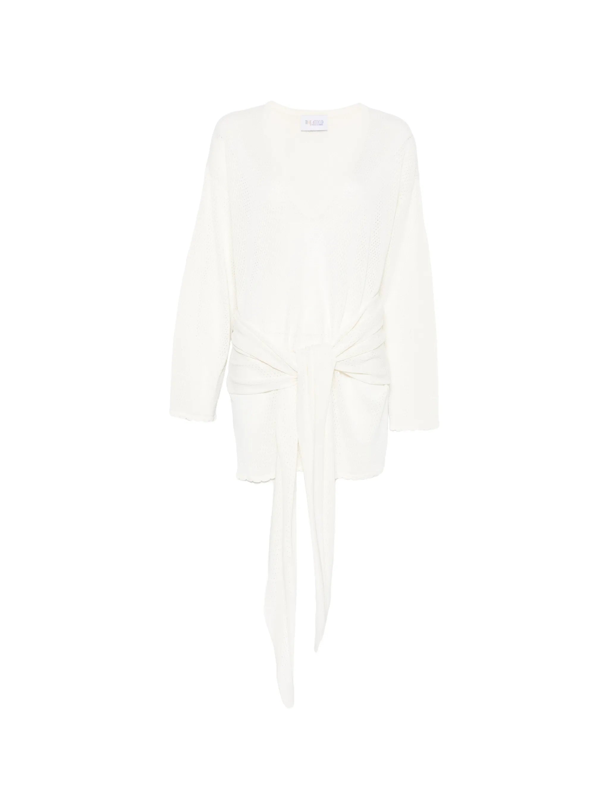 knot-detail V-neck mini dress