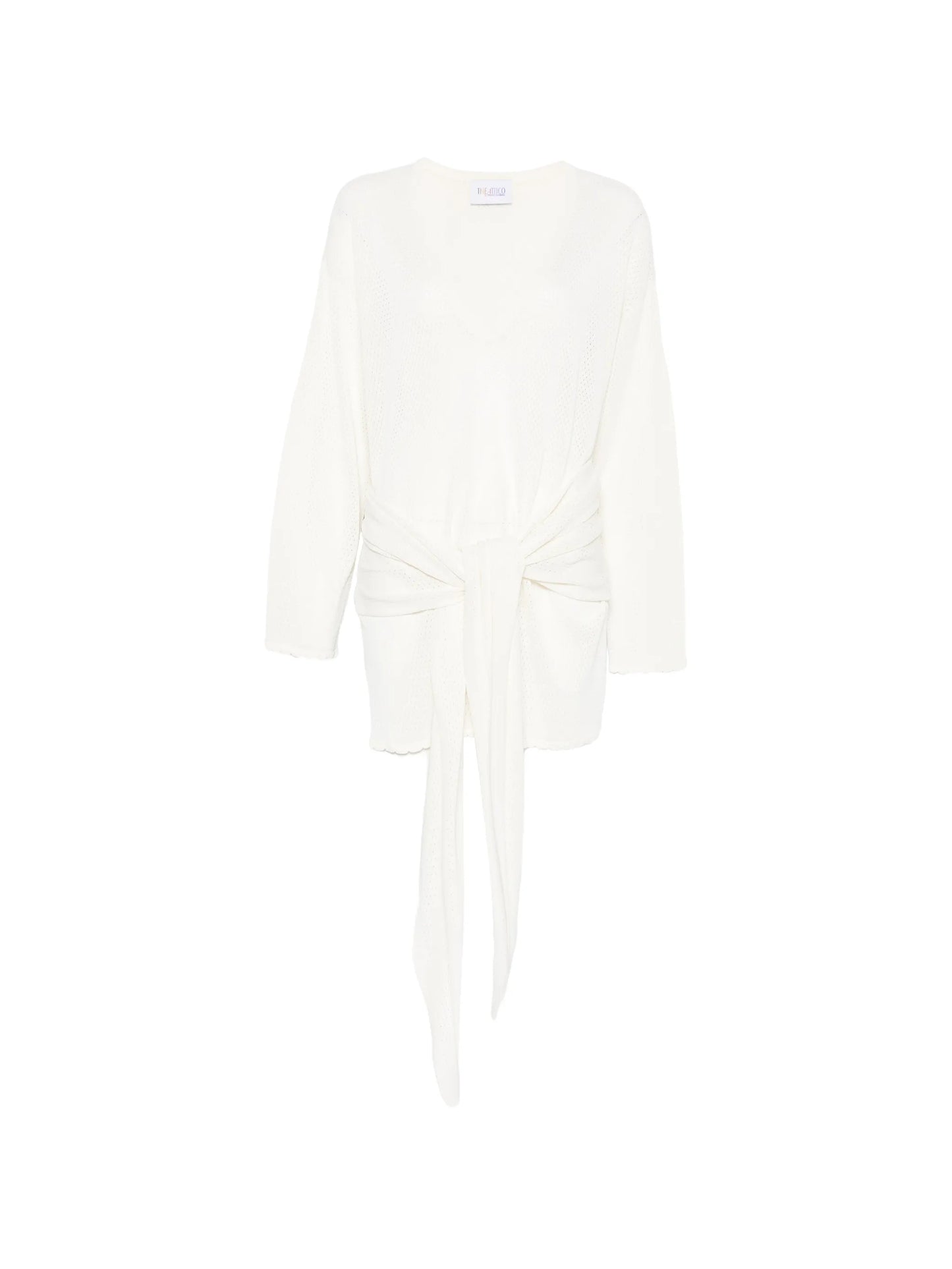 knot-detail V-neck mini dress