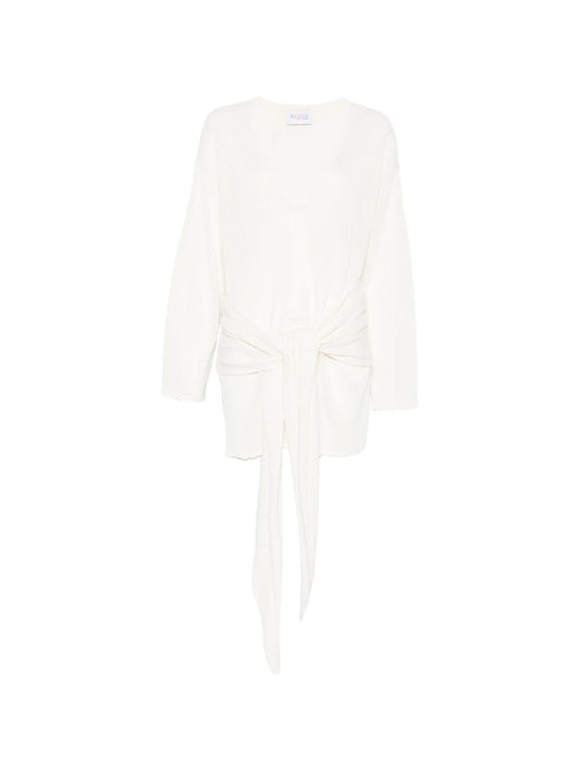 knot-detail V-neck mini dress