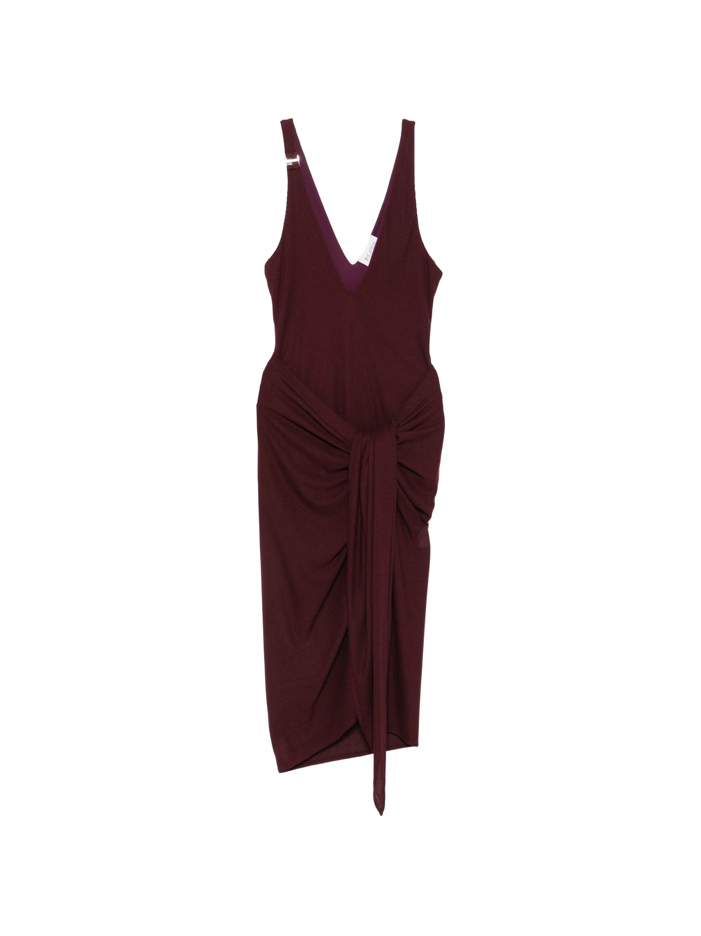 ruched V-neck midi dress