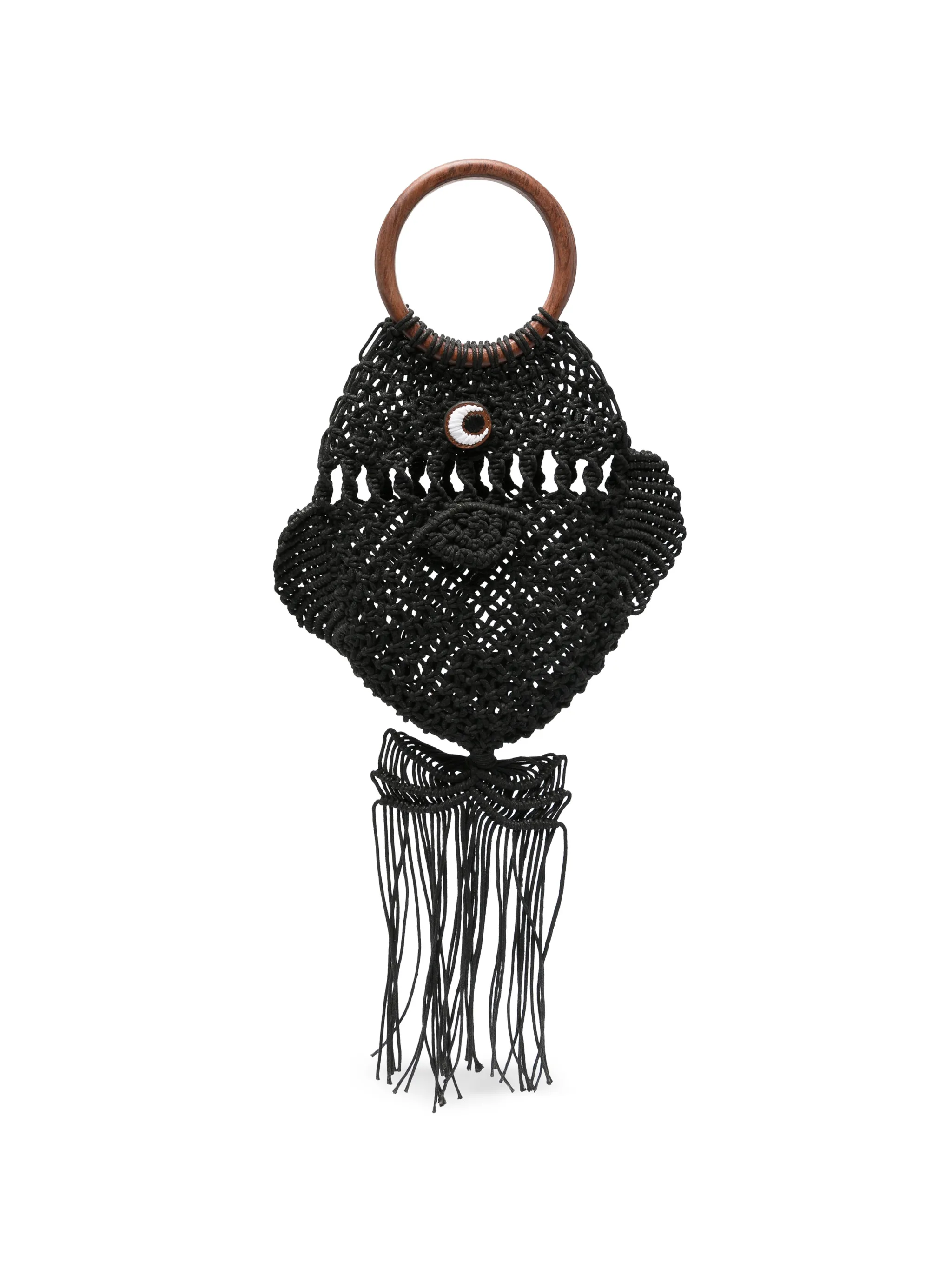 macramé fish clutch bag