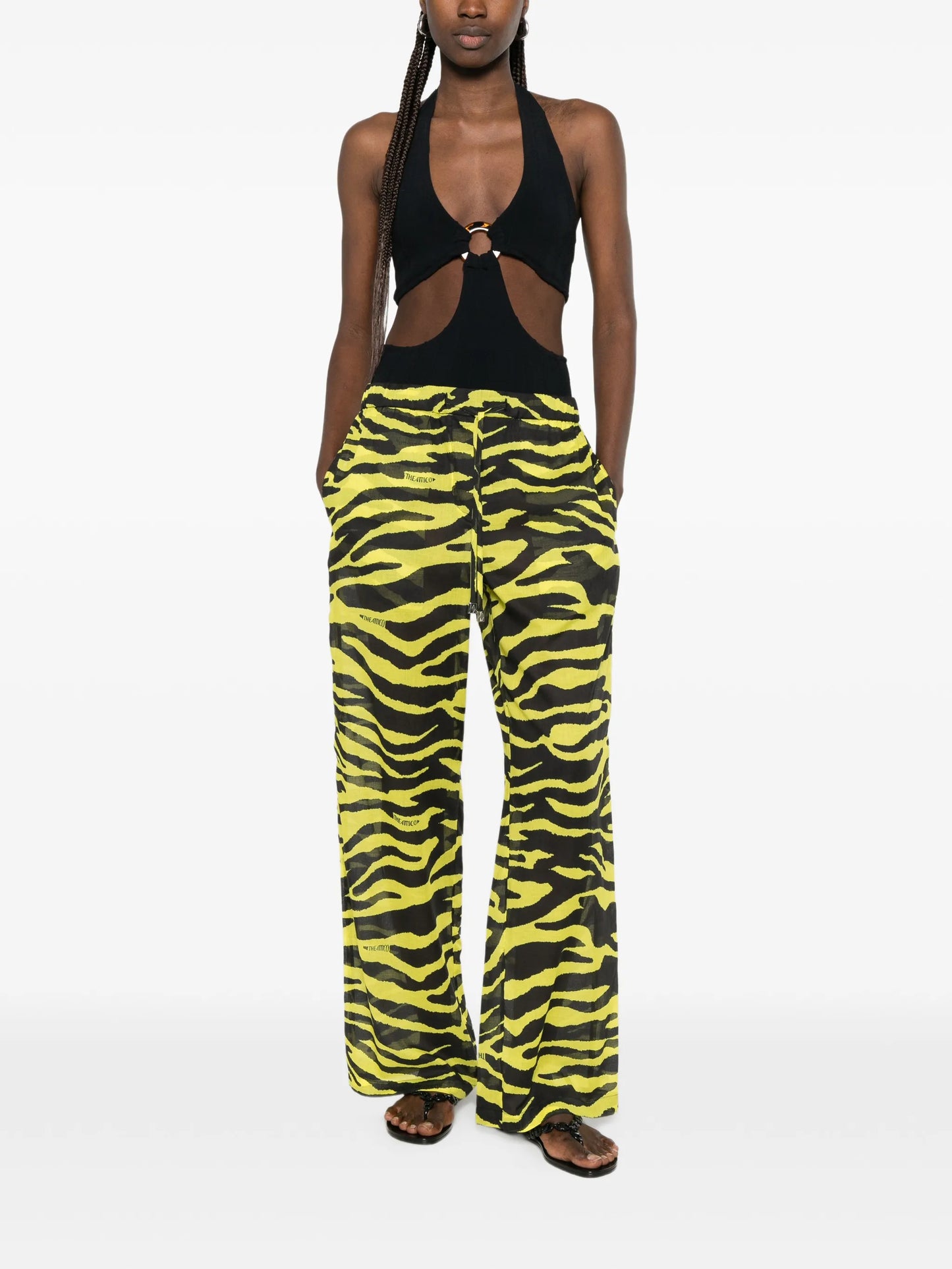 zebra-print drawstring trousers