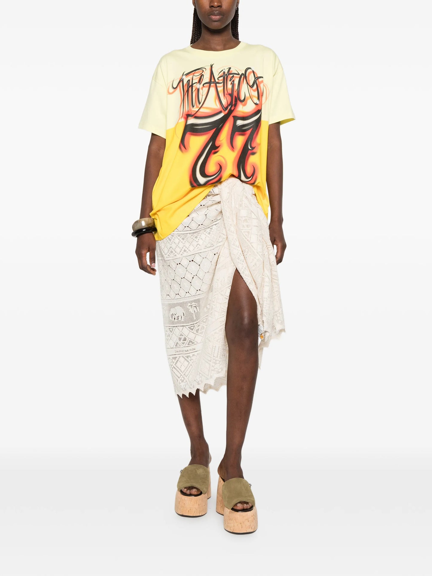 logo-print panelled T-shirt