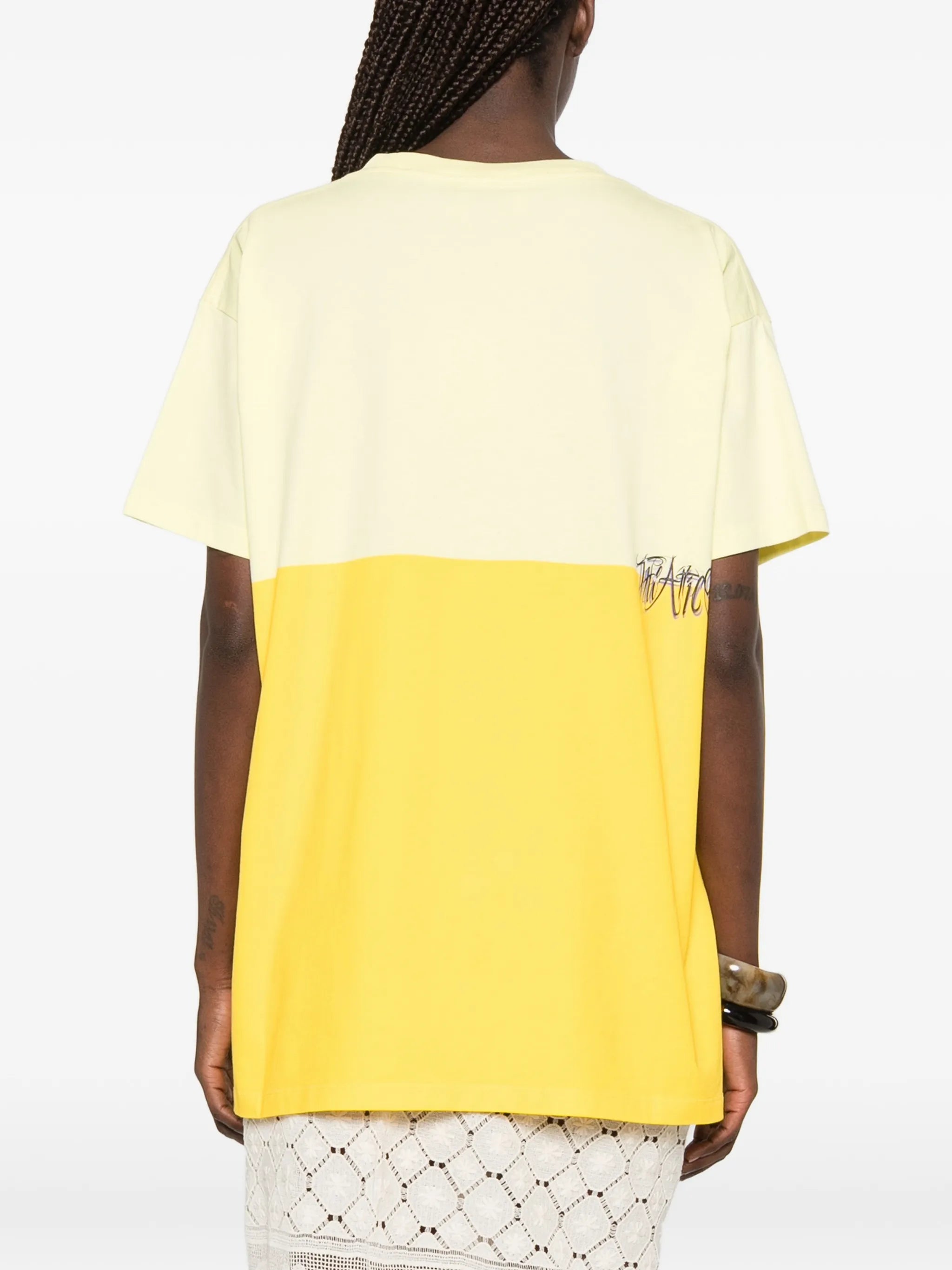 logo-print panelled T-shirt