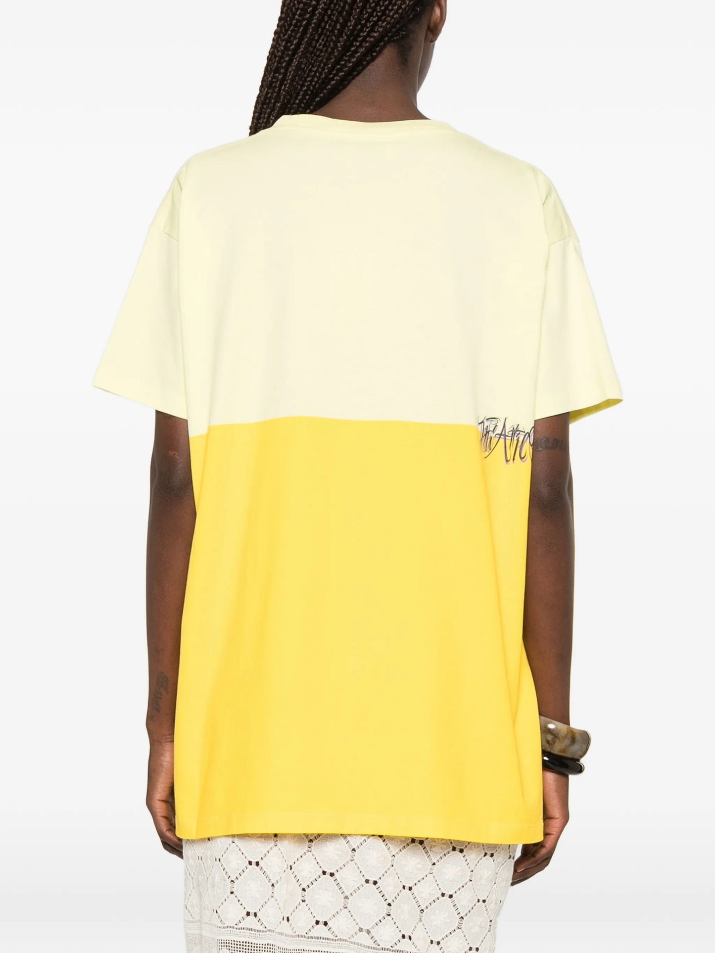 logo-print panelled T-shirt