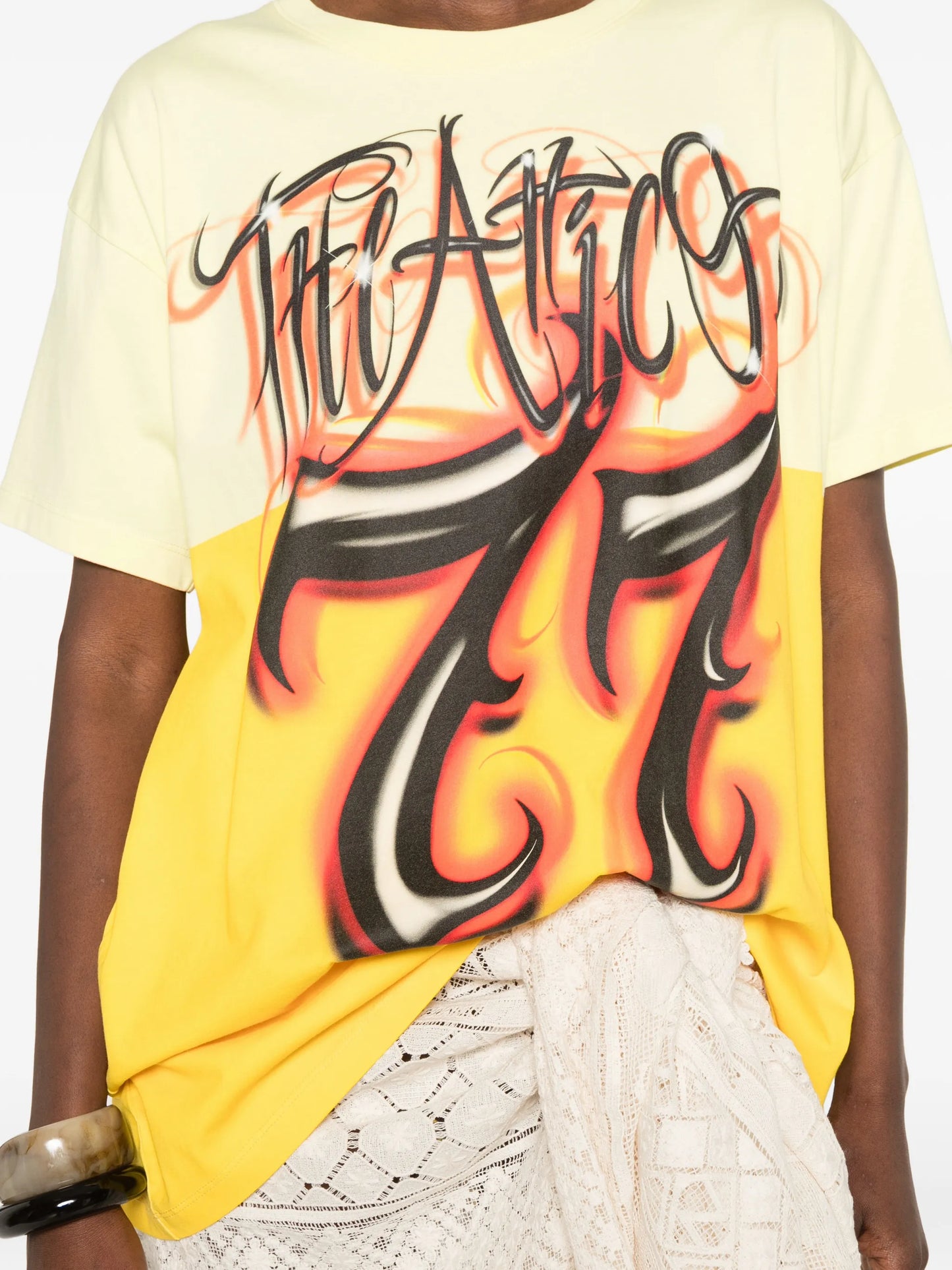 logo-print panelled T-shirt