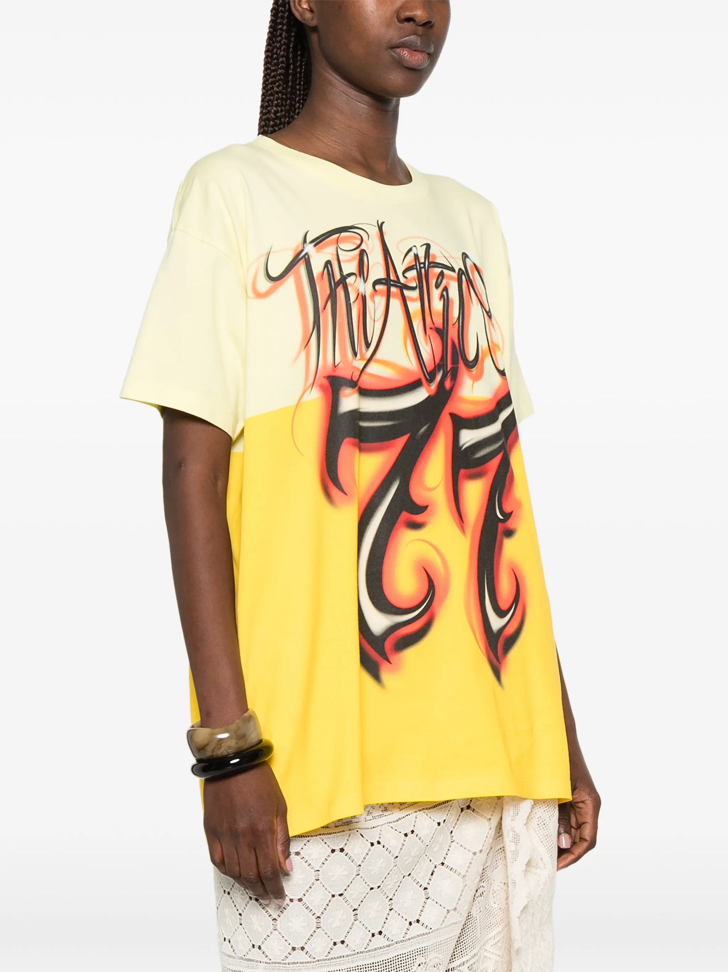 logo-print panelled T-shirt