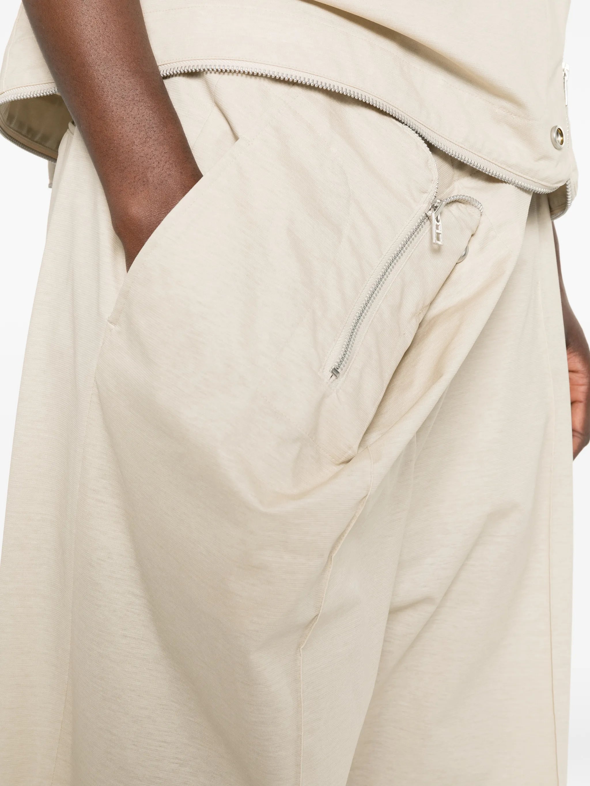 zip-detail trousers