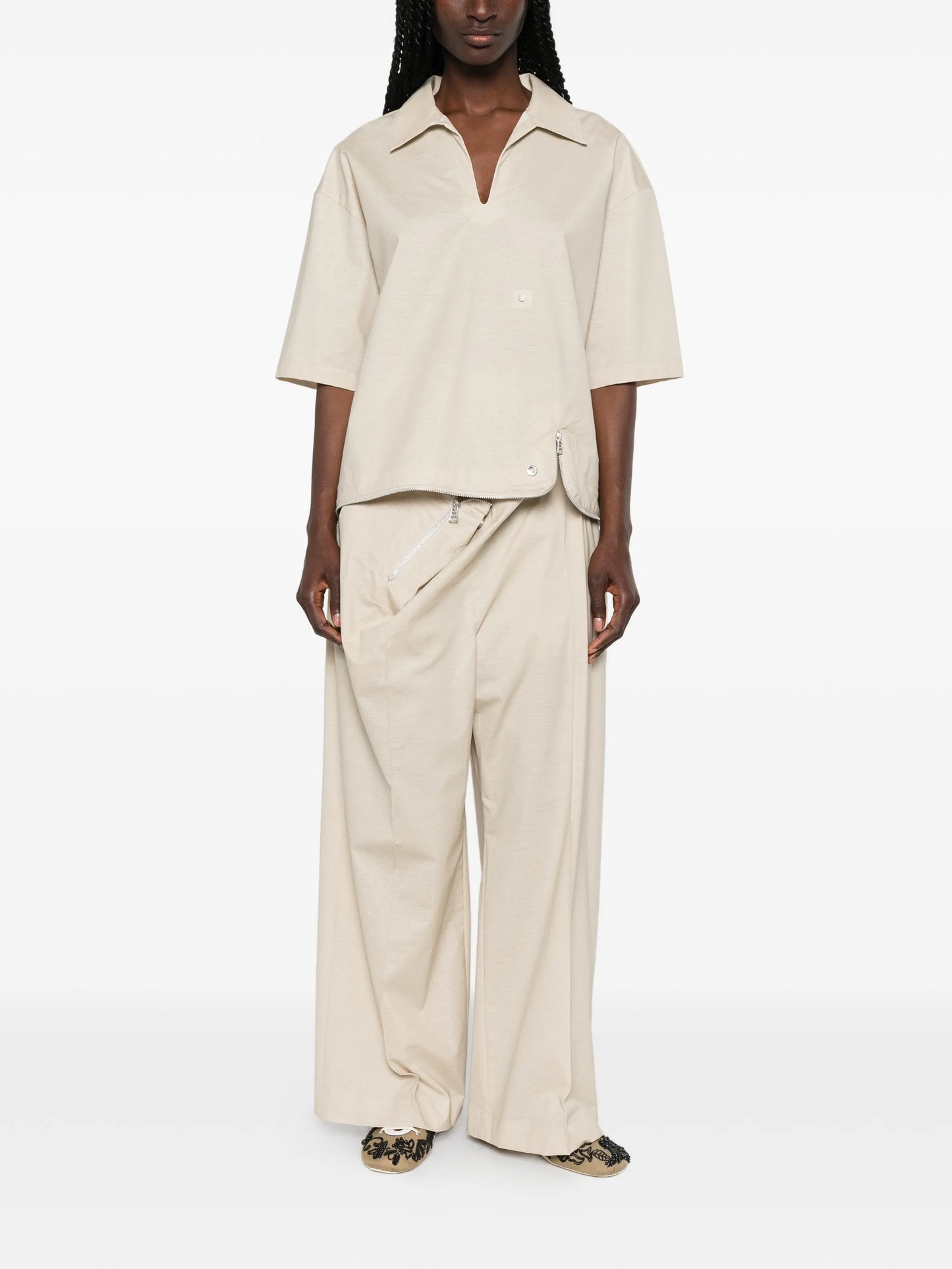 zip-detail trousers
