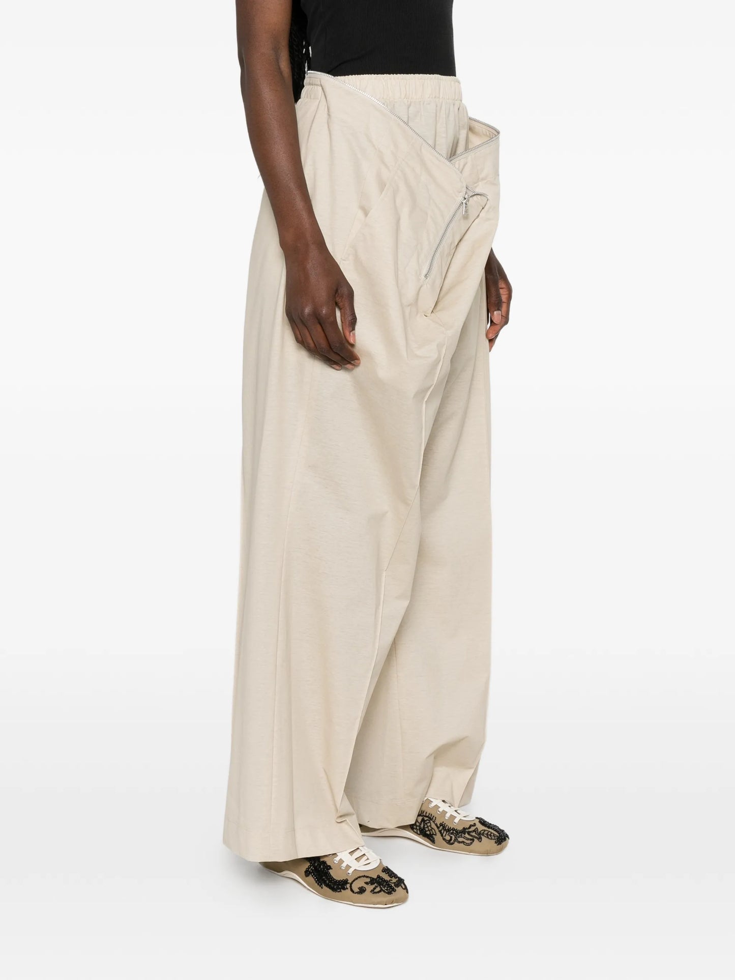 zip-detail trousers