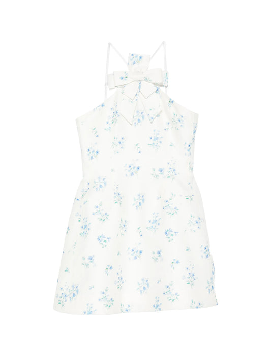 floral-print bow-detail mini dress