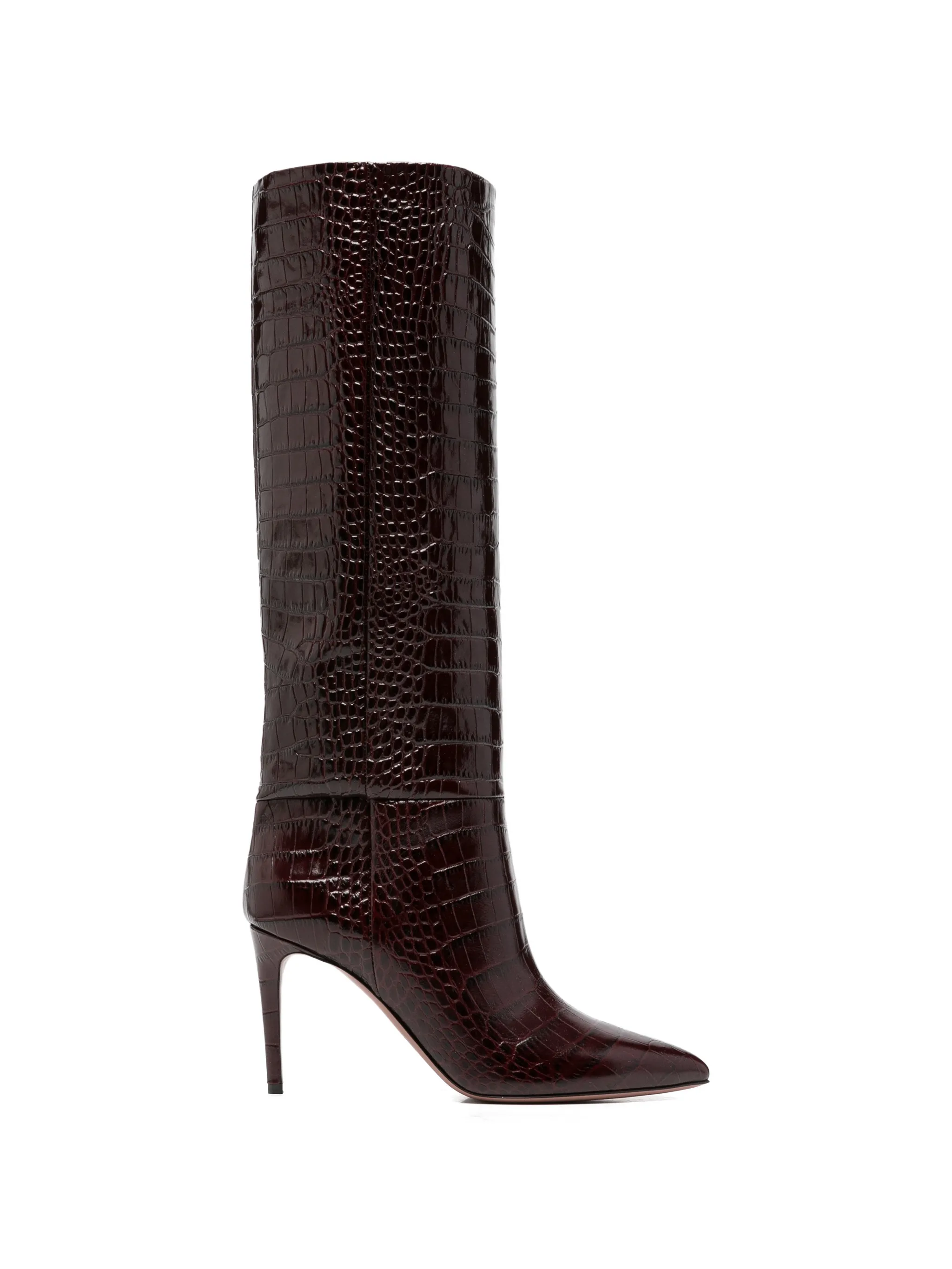 croc-effect knee-high boots