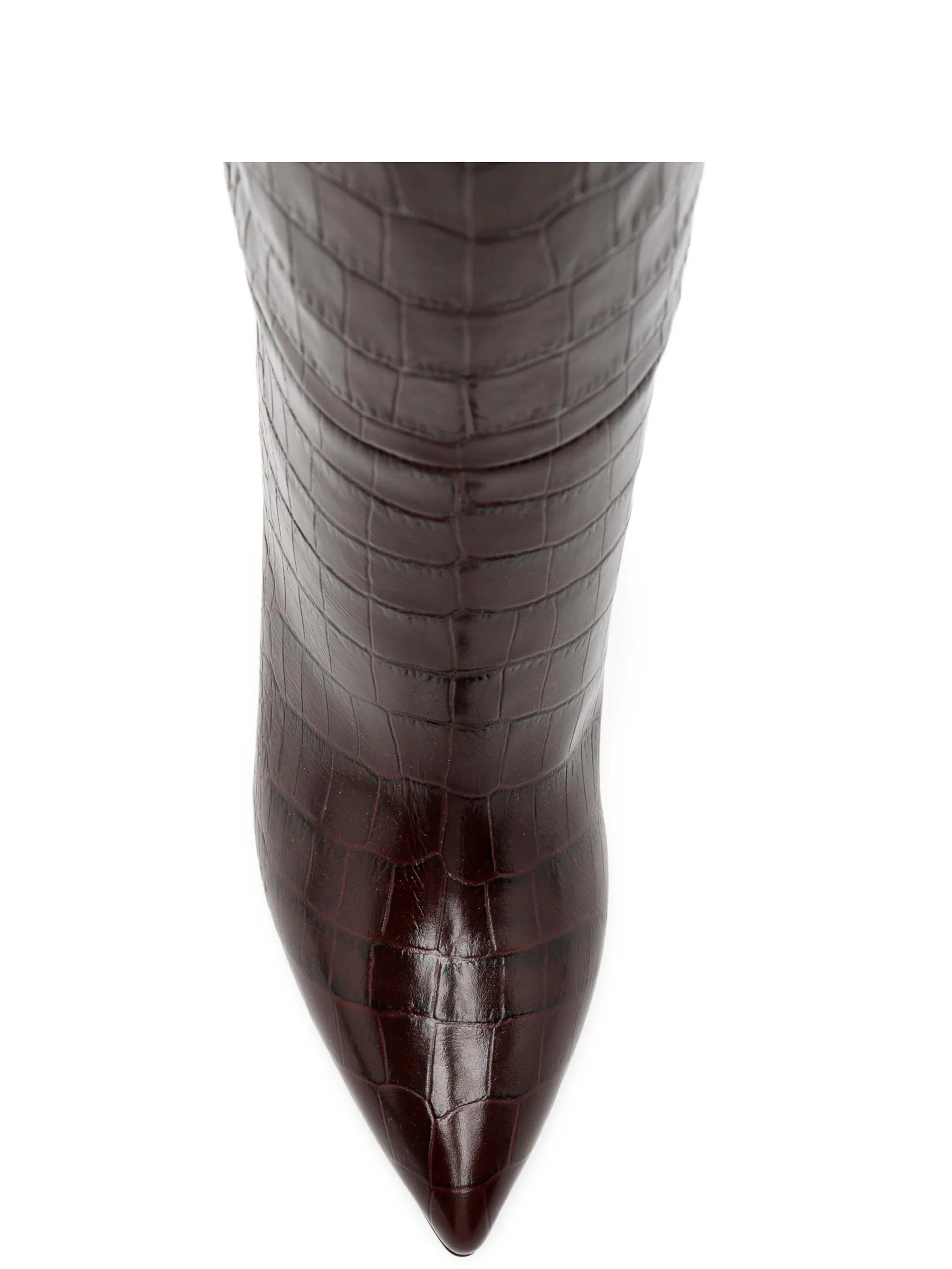 croc-effect knee-high boots
