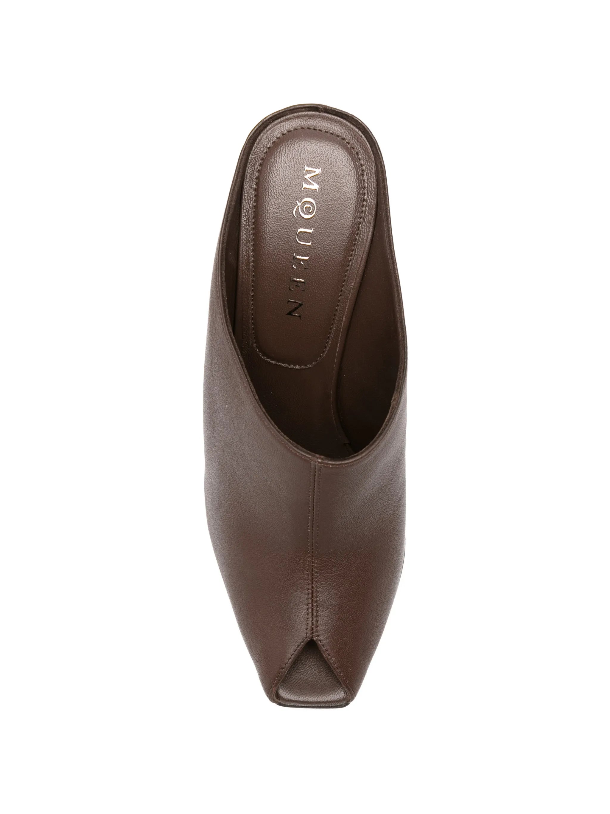peep-toe leather mules