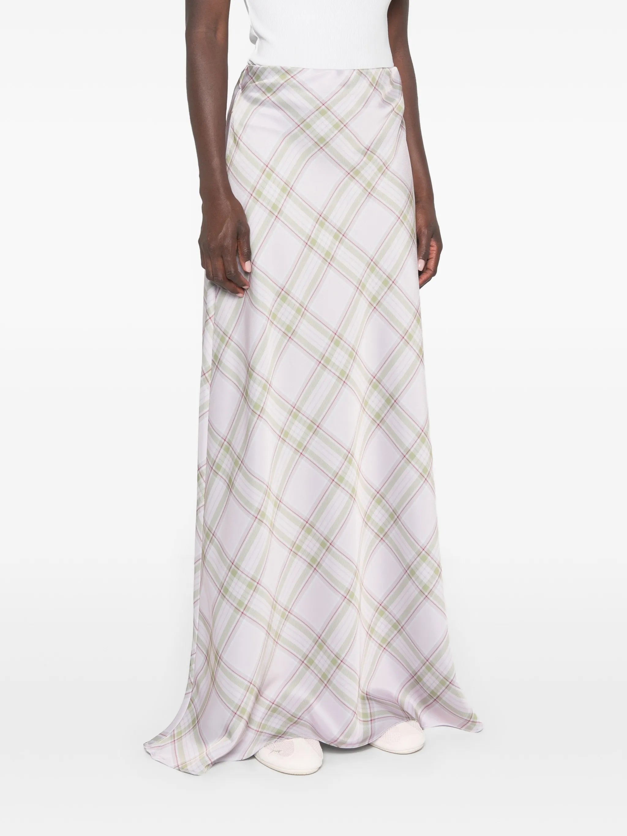 tartan-pattern maxi skirt
