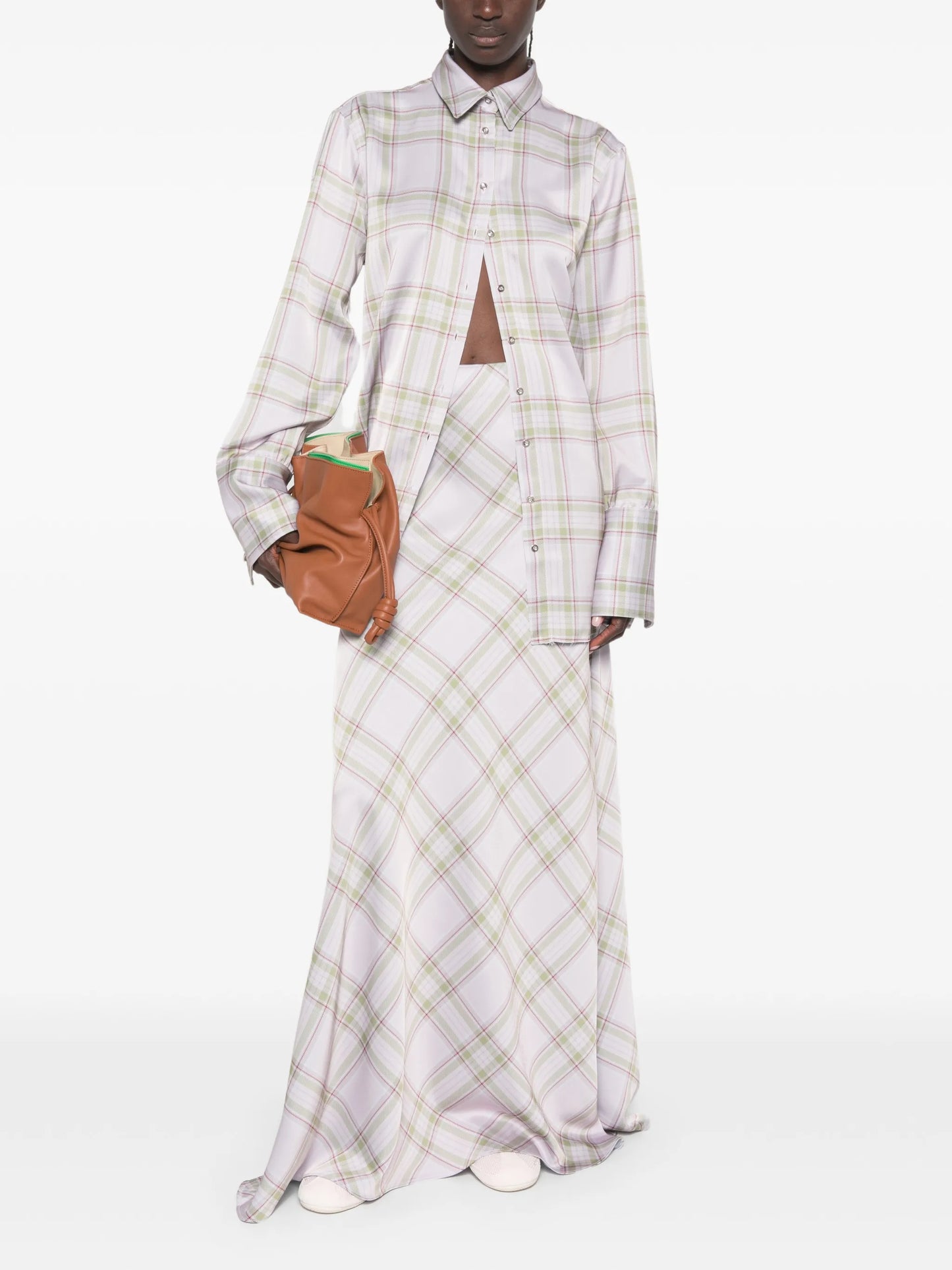 tartan-pattern maxi skirt
