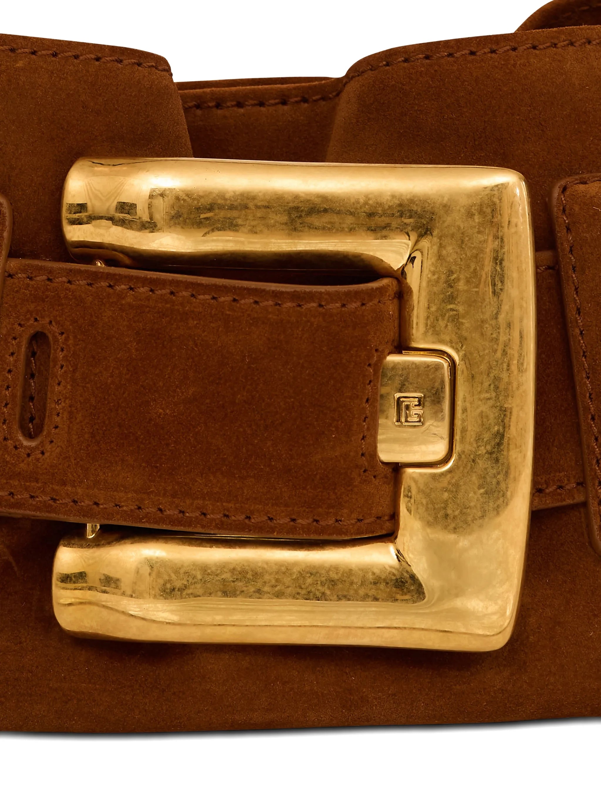 min Anthem buckle suede leather clutch bag