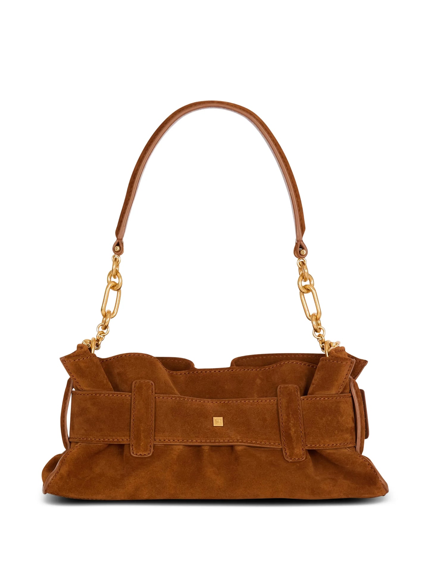 min Anthem buckle suede leather clutch bag