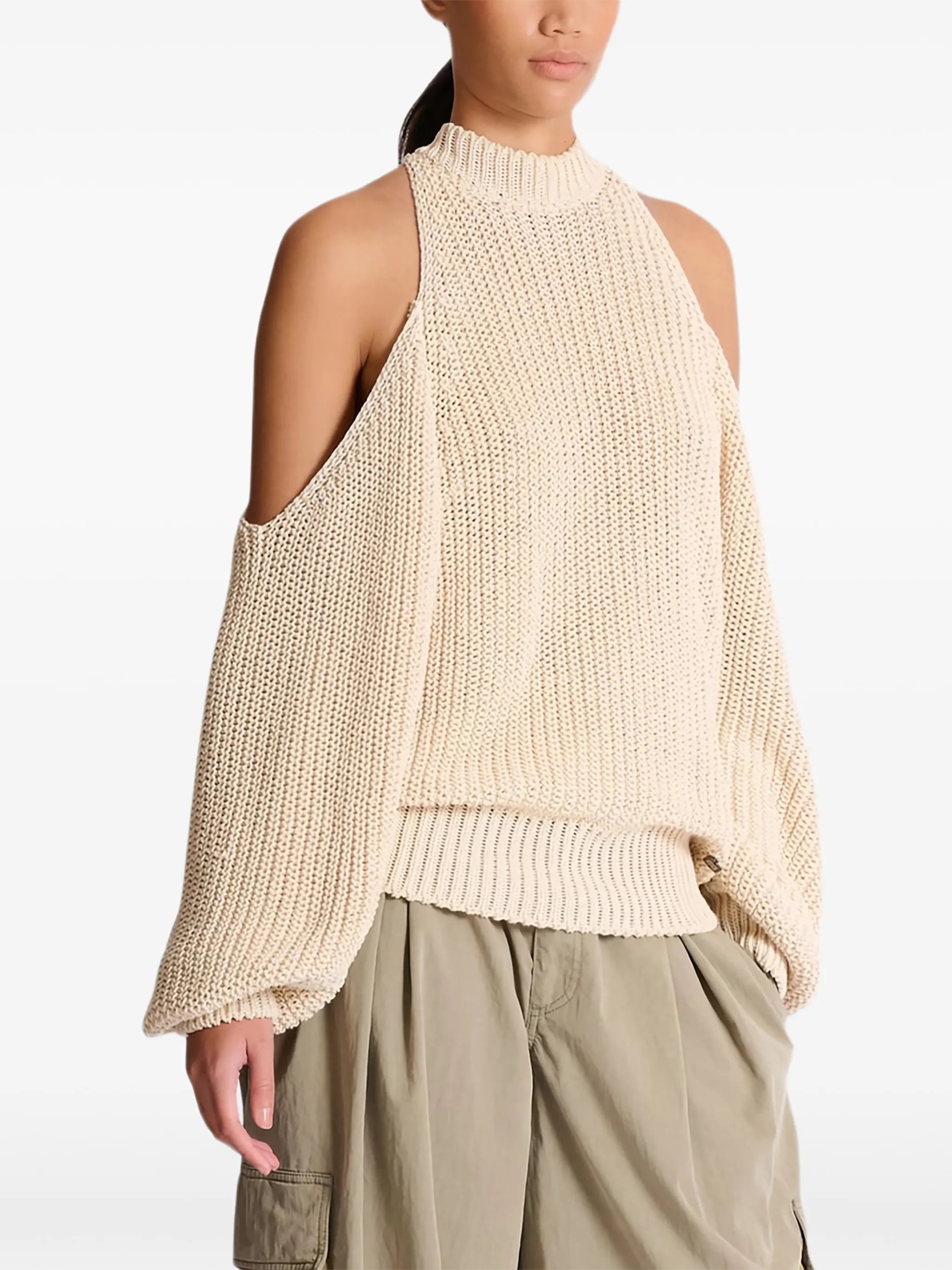 open-shoulder sweater