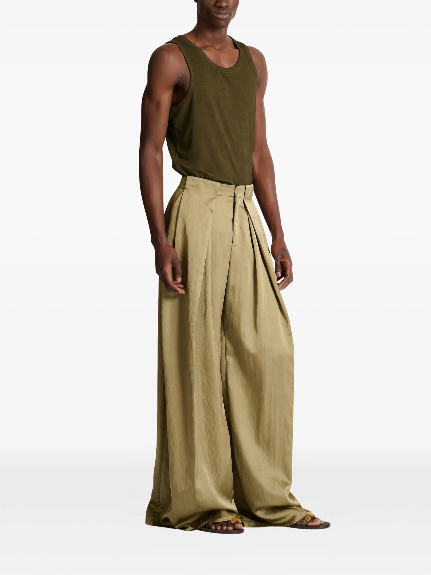 knife-pleats tailored trousers