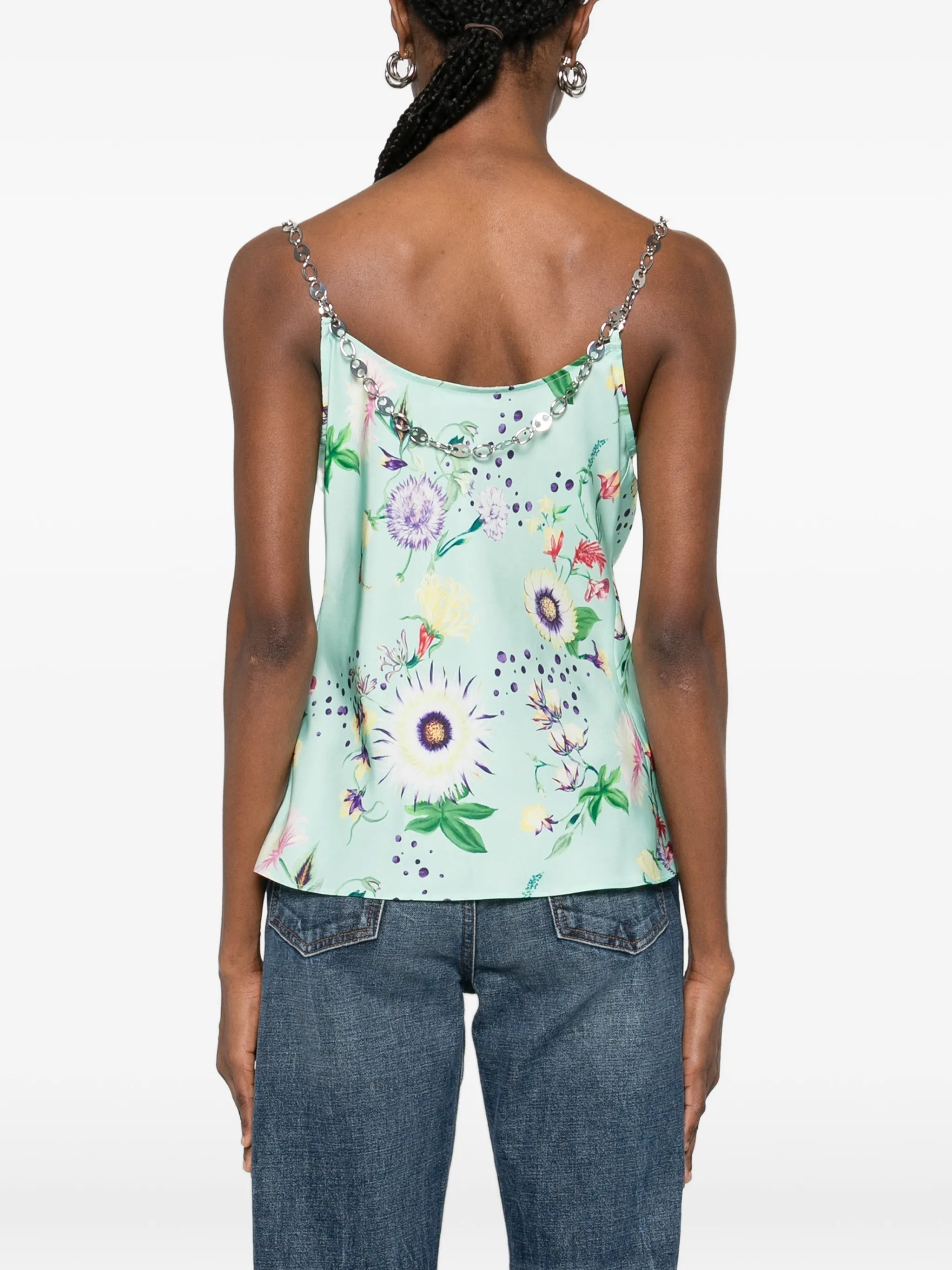 floral patterned top with chain details