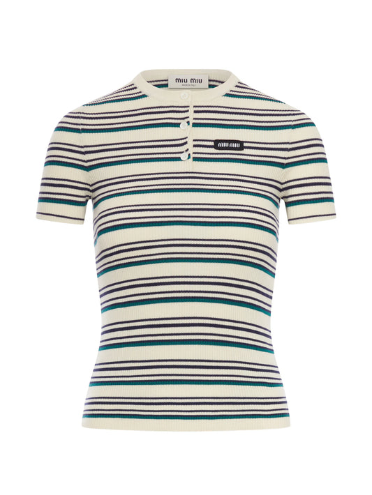 striped cotton polo jumper