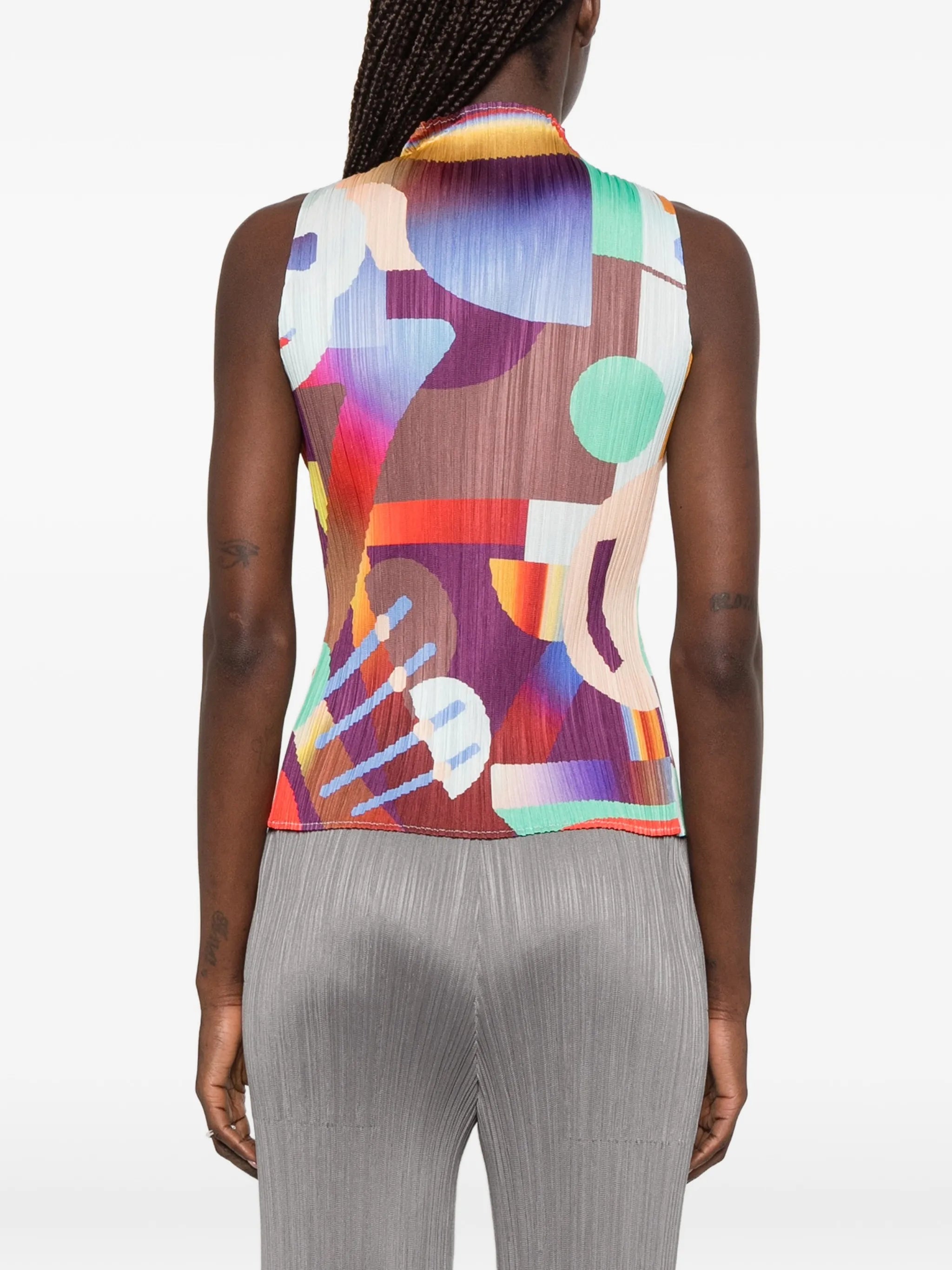 Pleats Please abstract-print T-shirt