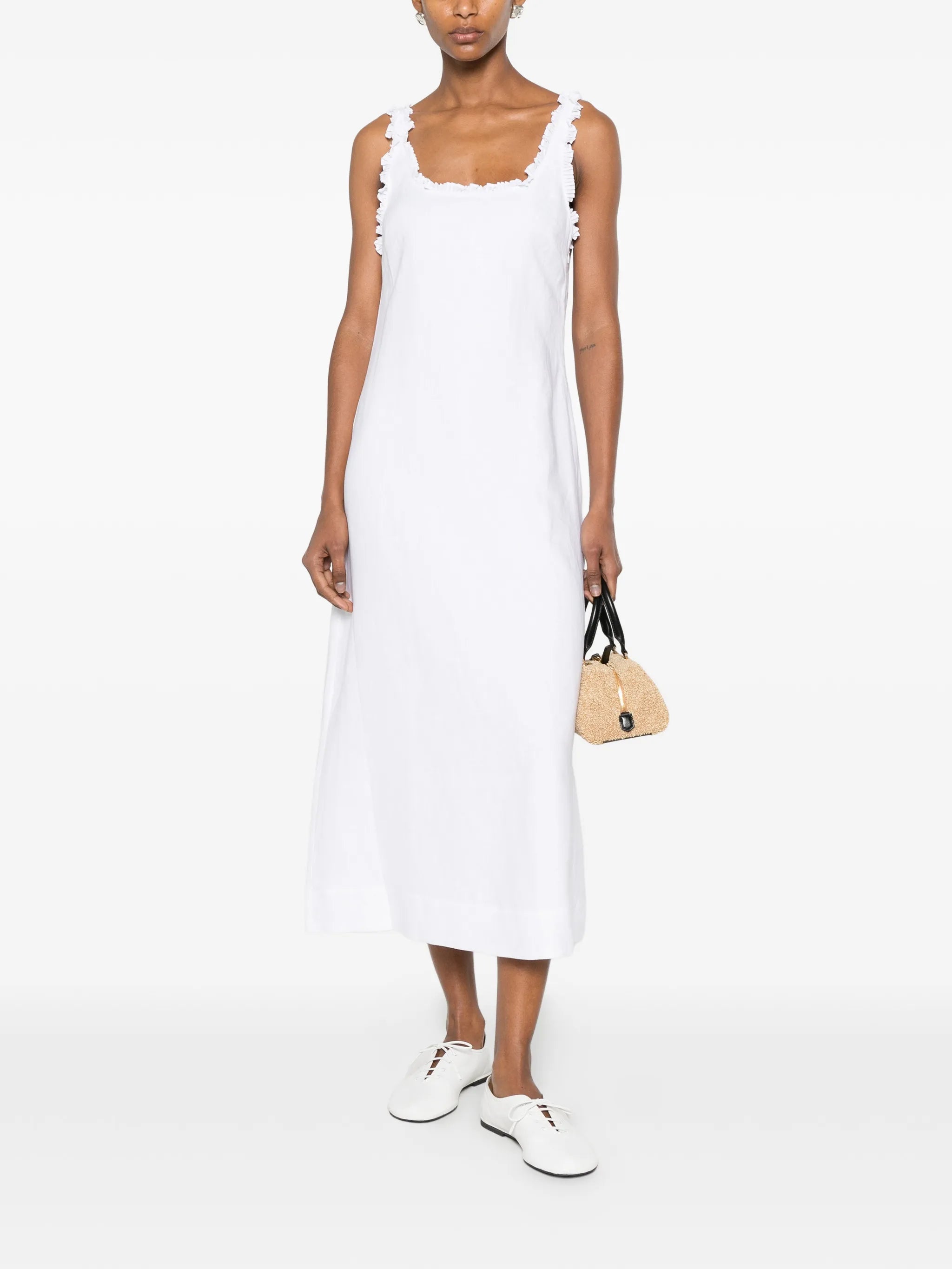 Florence ruffled-seam midi dress