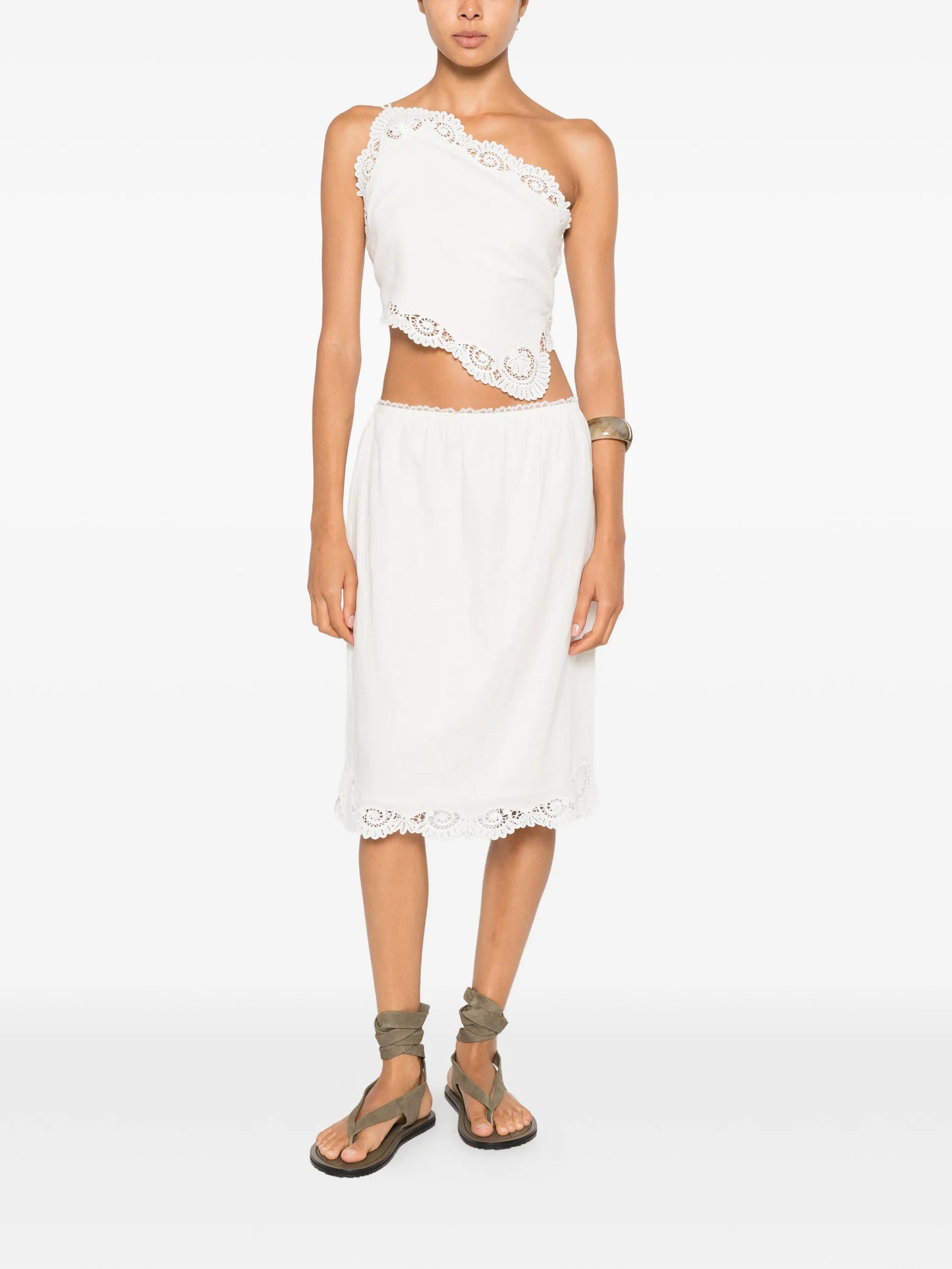 Darya lace-trim linen blouse