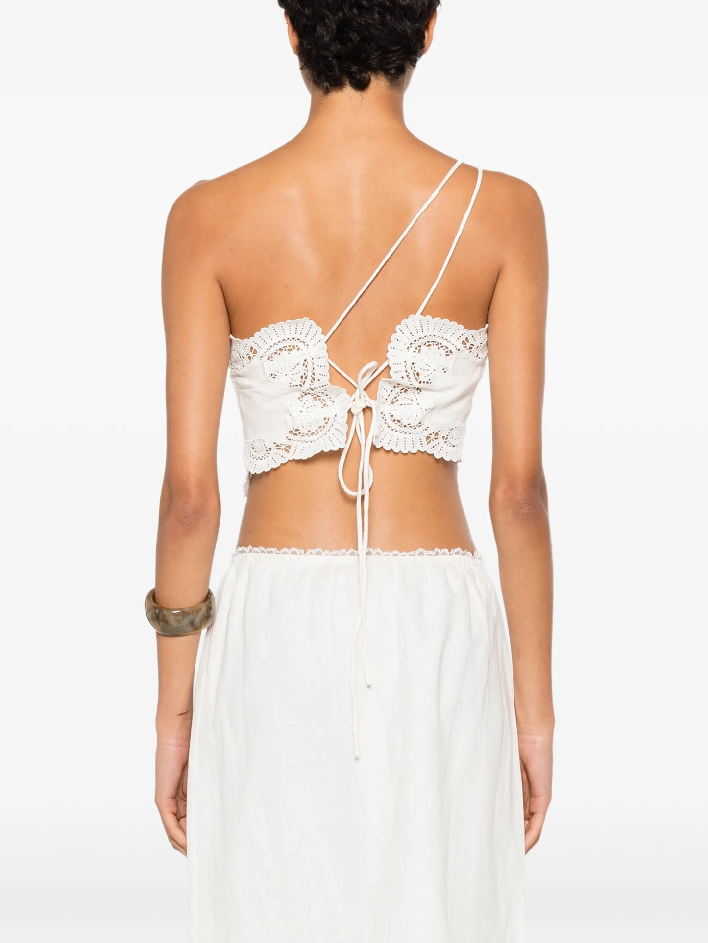 Darya lace-trim linen blouse
