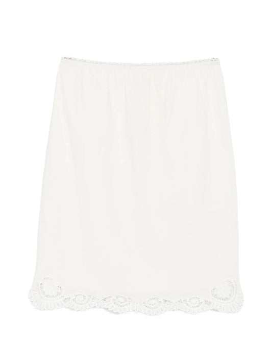 Darya lace-trim linen midi skirt