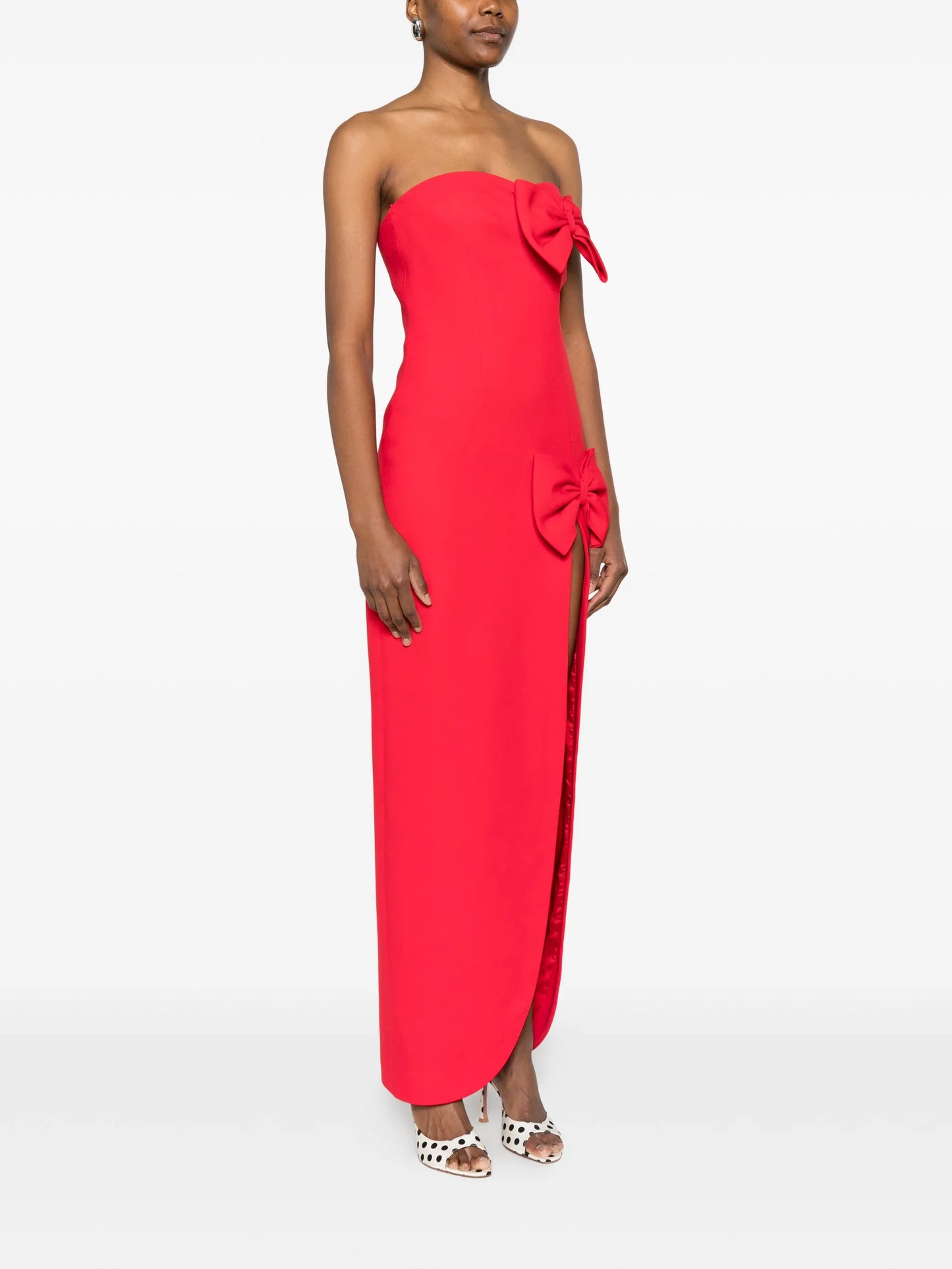 bow-embellishment slit-detail maxi dress