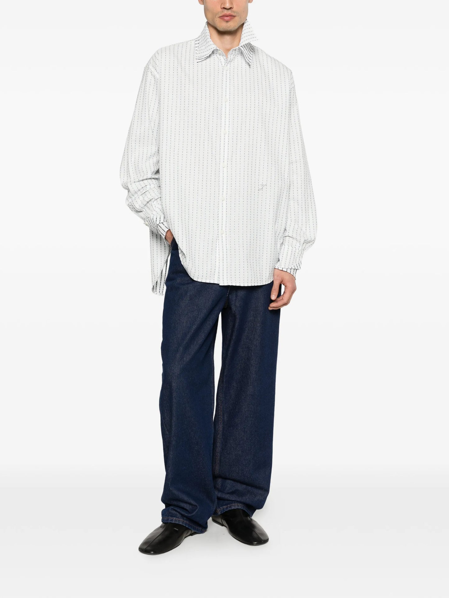 Letro printed pinstriped shirt