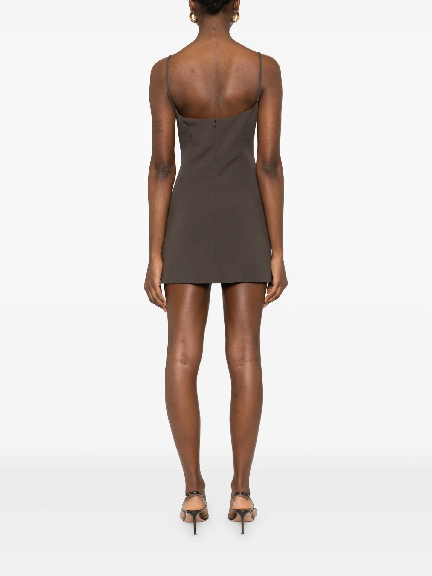 floral-appliqué mini dress