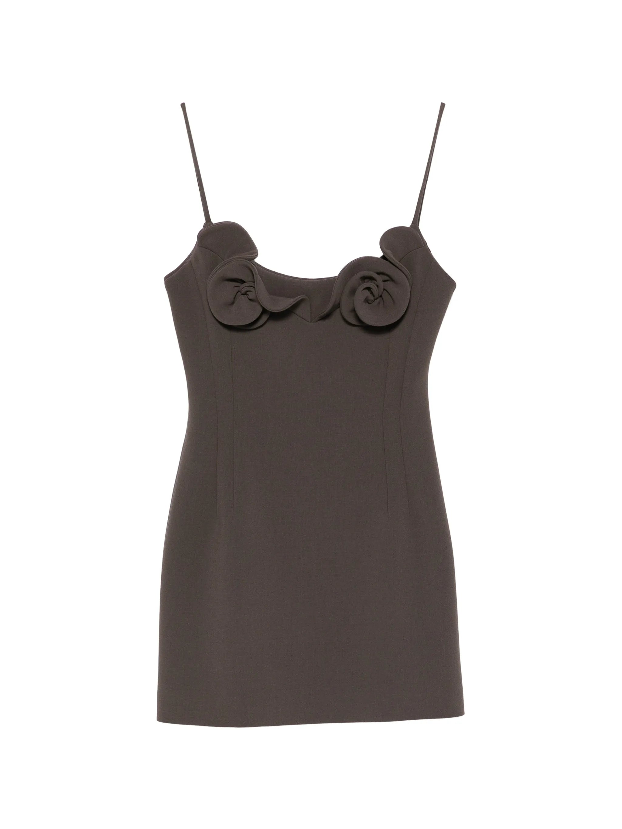 floral-appliqué mini dress