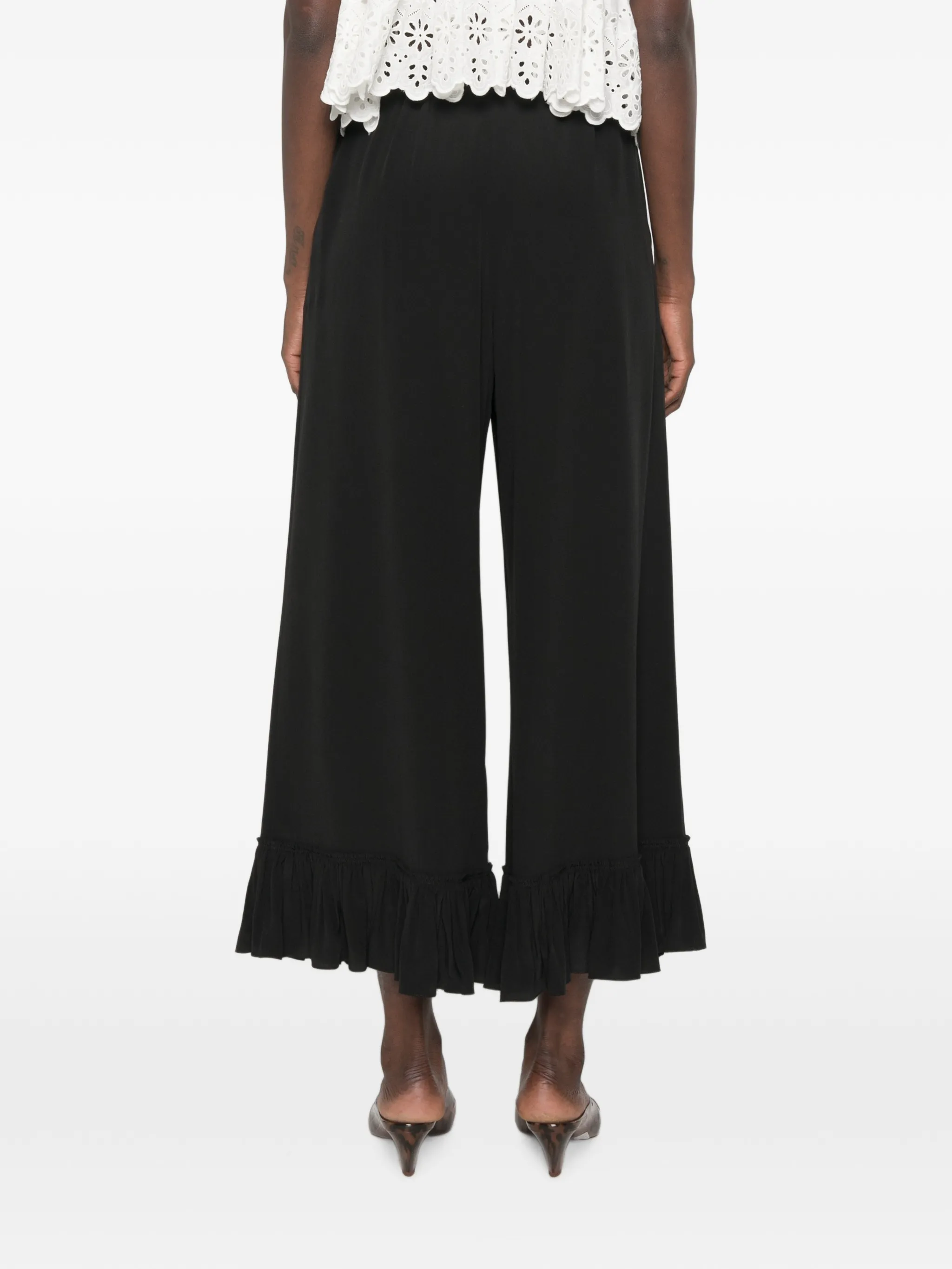 cropped fluid pants in crêpe de chine