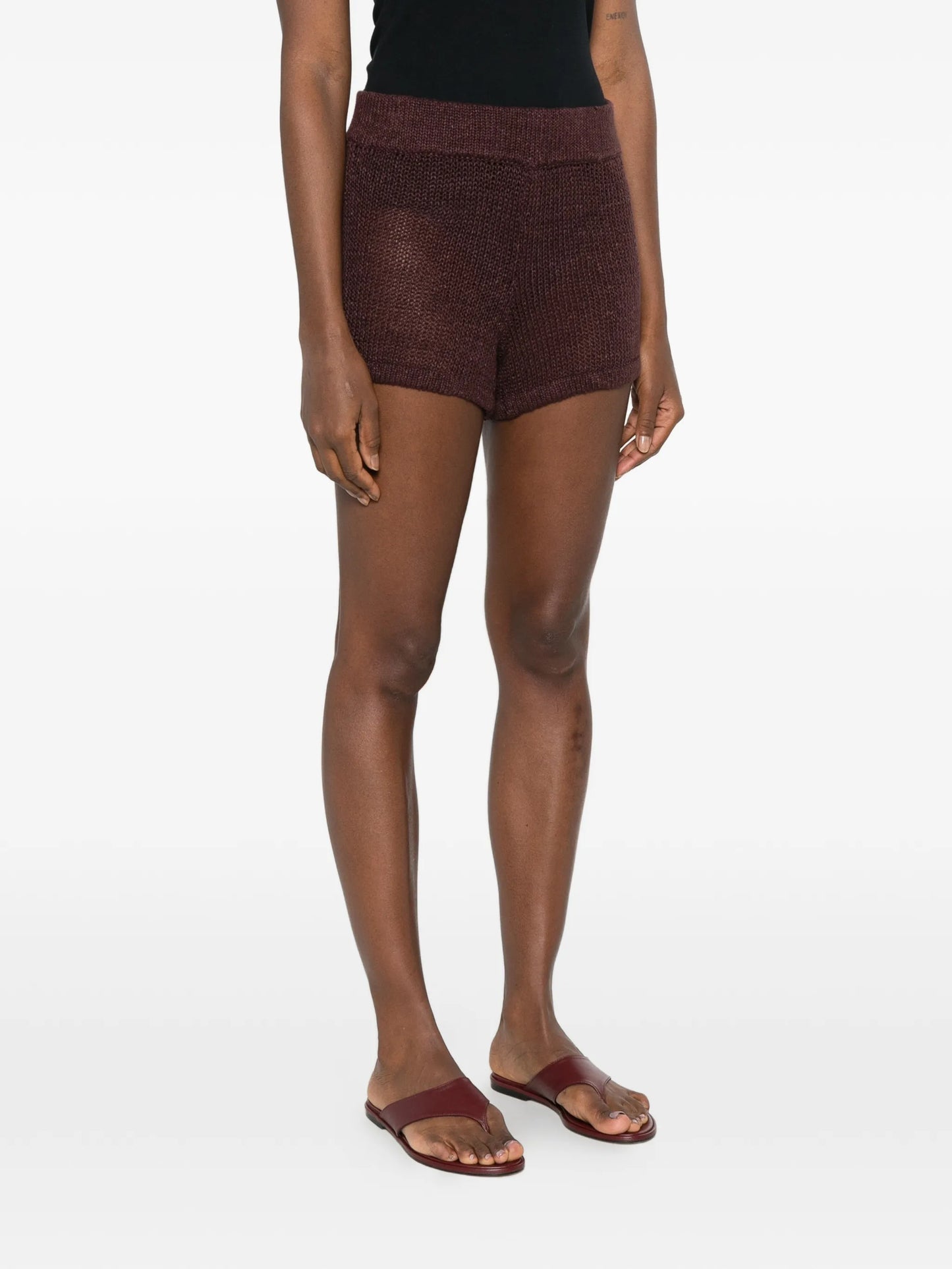 linen open knit shorts