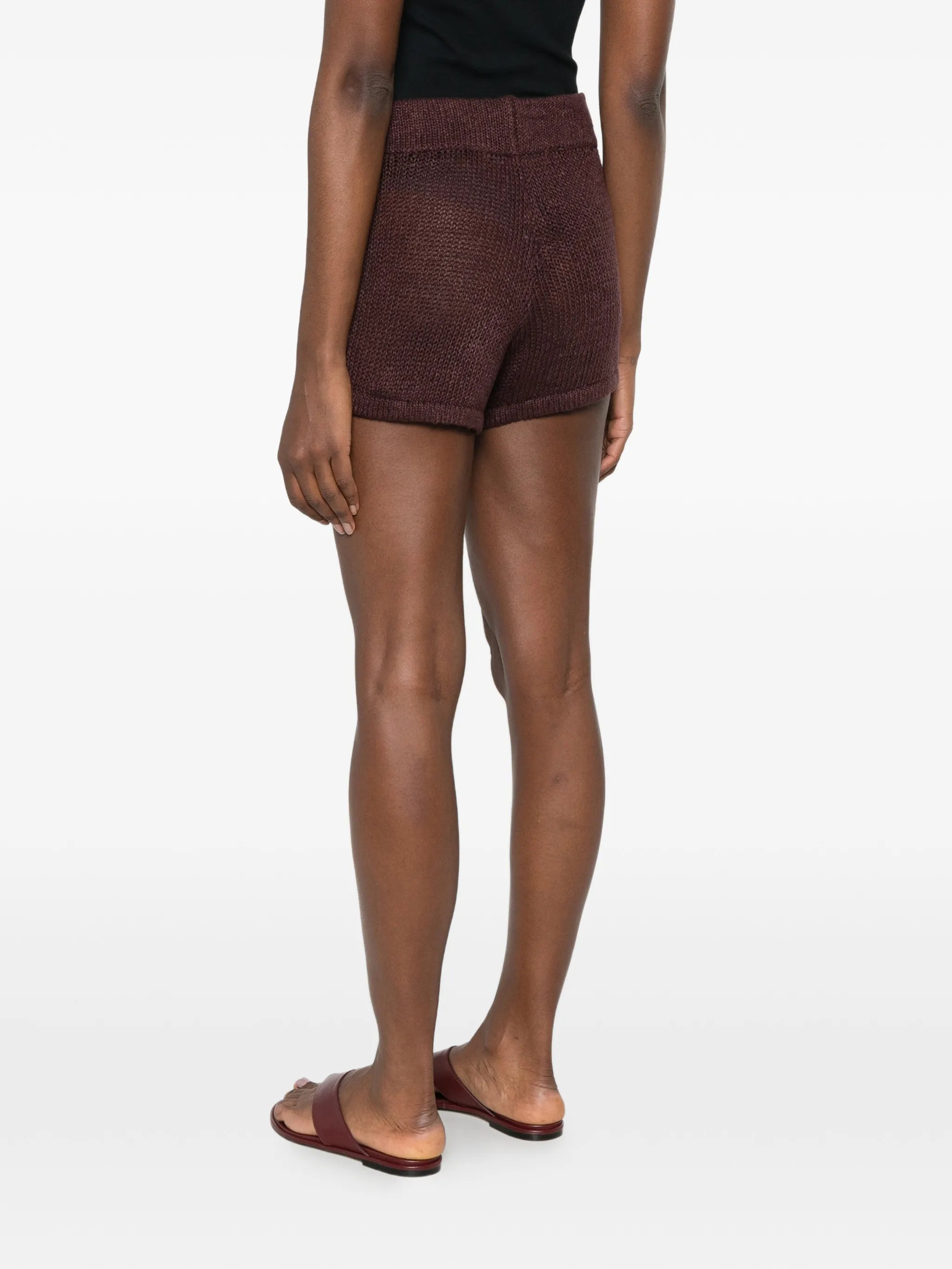 linen open knit shorts