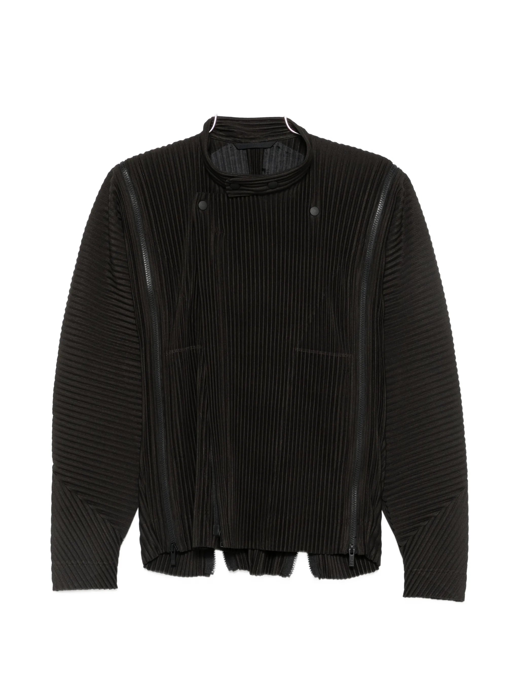 zip-detail pleated jacket