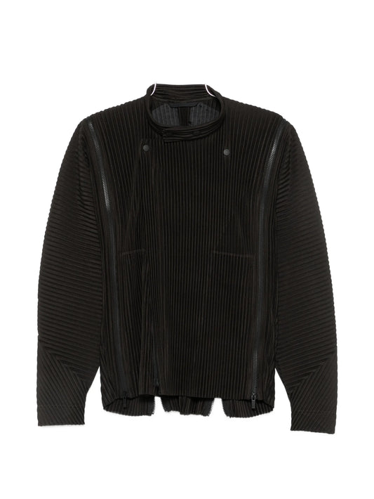 zip-detail pleated jacket