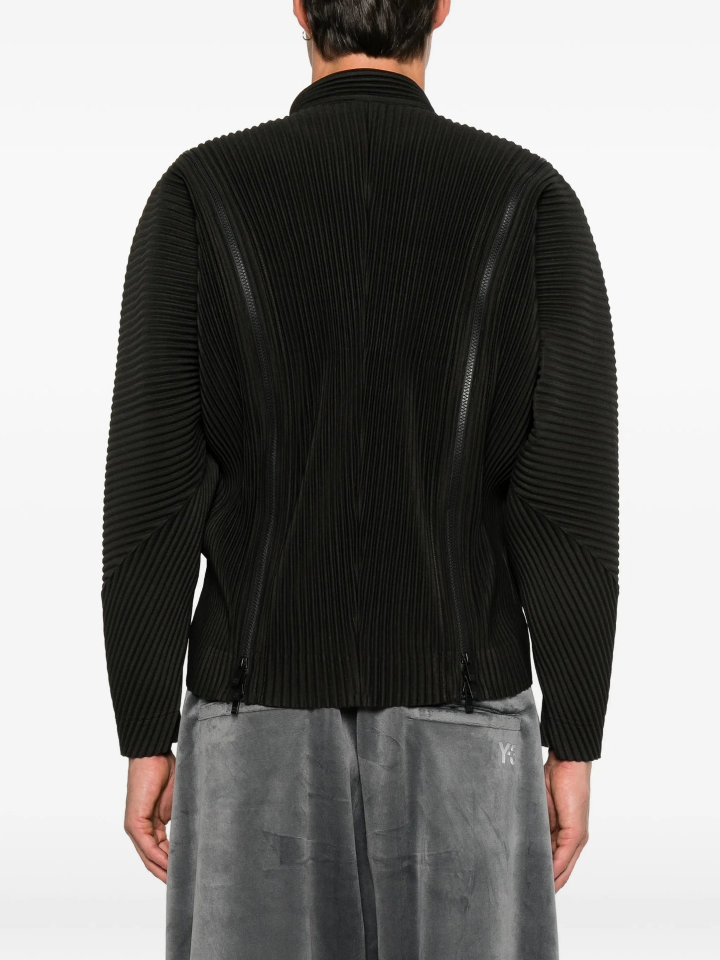 zip-detail pleated jacket