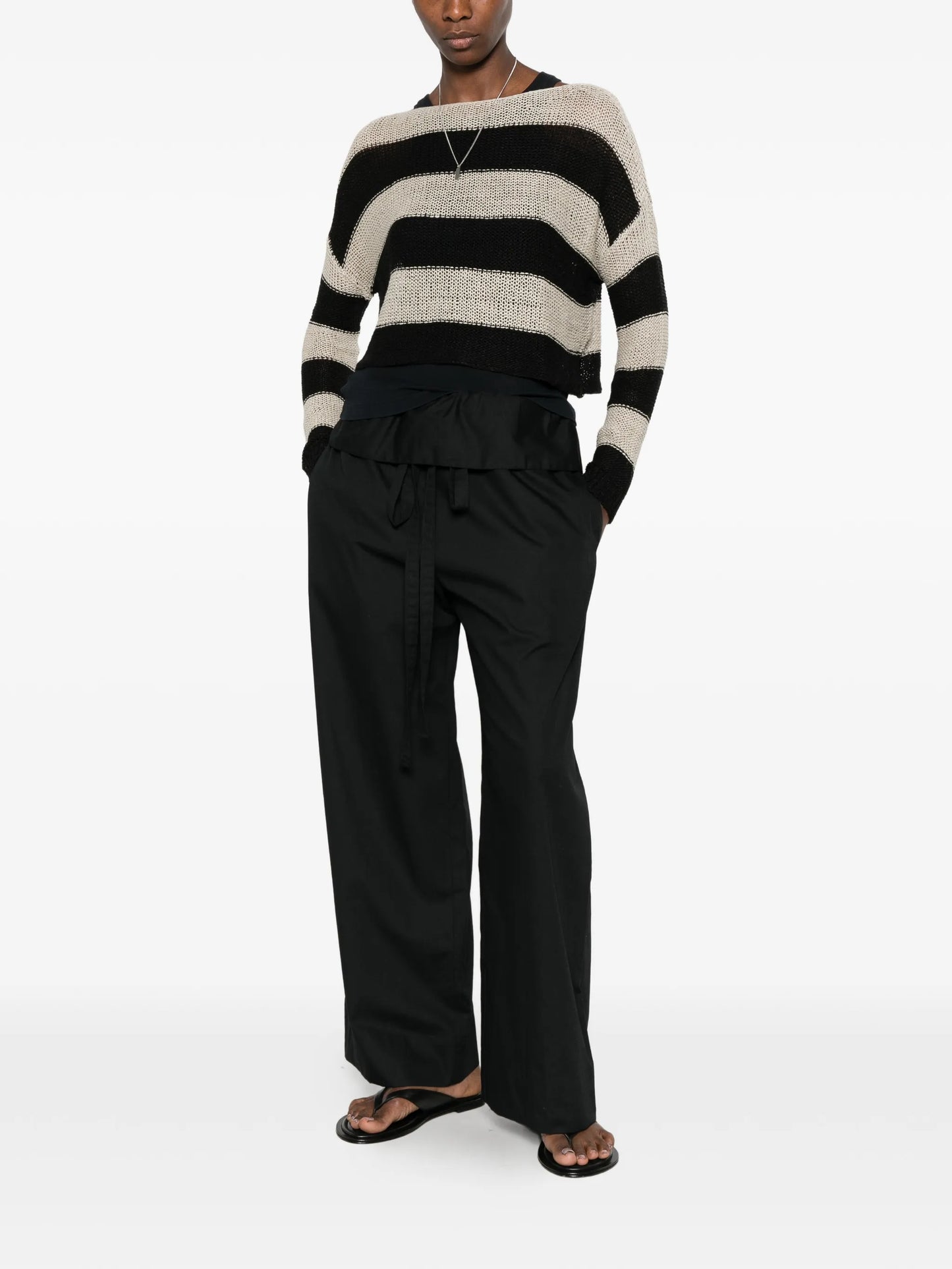 peplum drawstring trousers