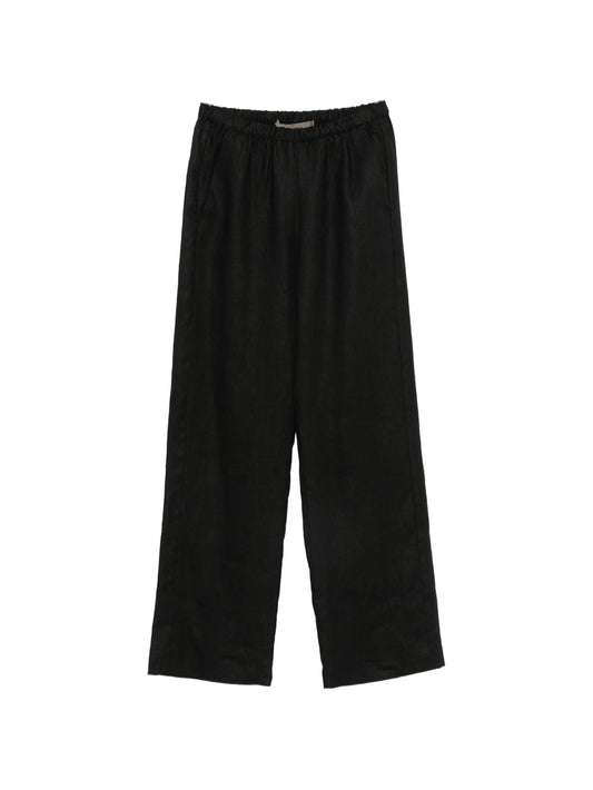 elasticated-waist wide-leg trousers