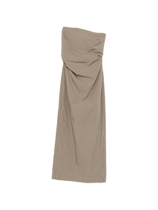 plaid-pattern tie-back maxi dress